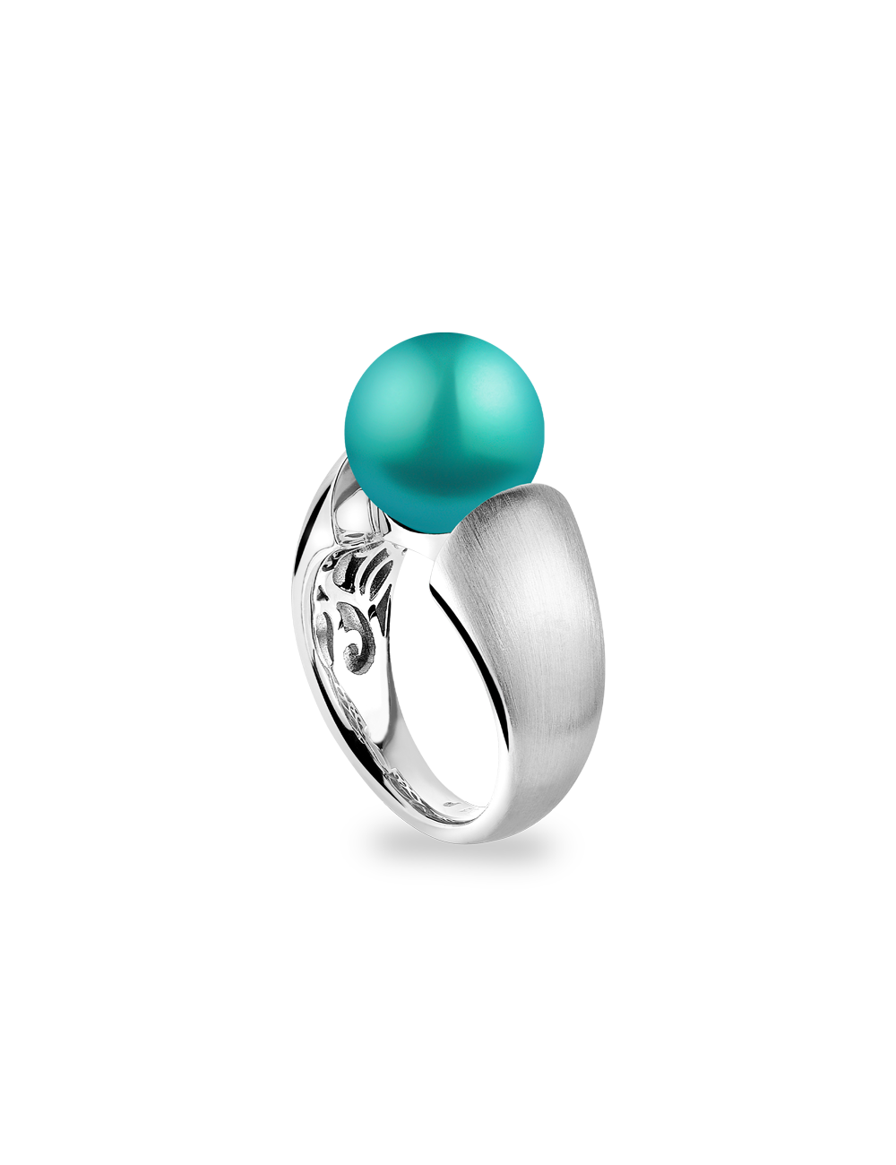 Ring 925/- Silber rhodiniert mit Perle