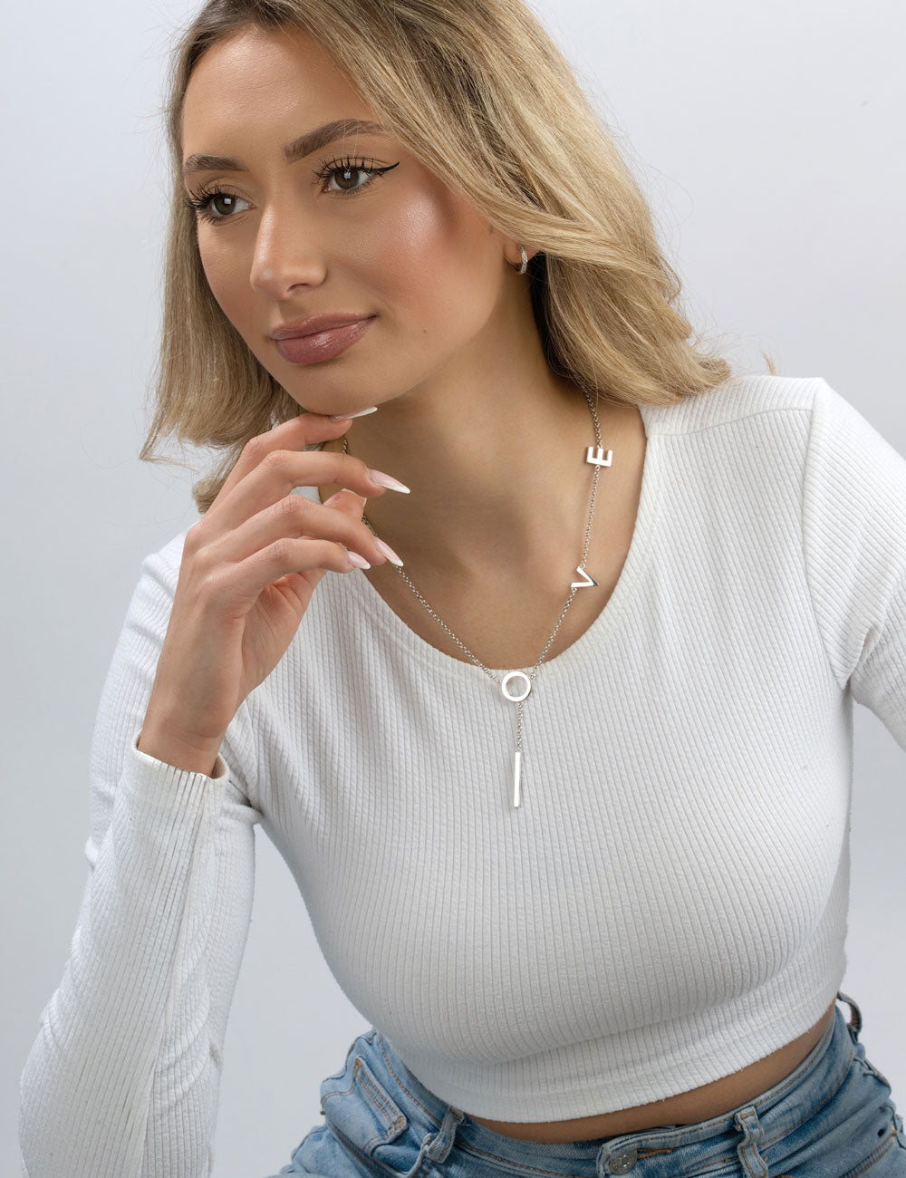 Collier „Love“ – 925 Silber rhodiniert, 47 cm