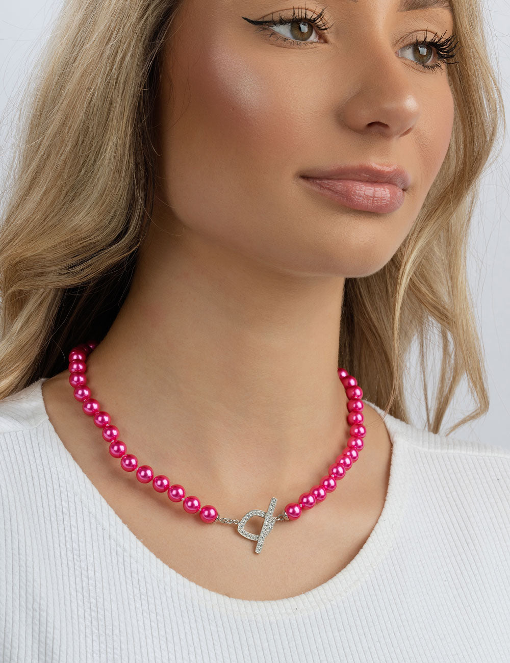 Collier mit Muschelkernperle 8 mm – pink