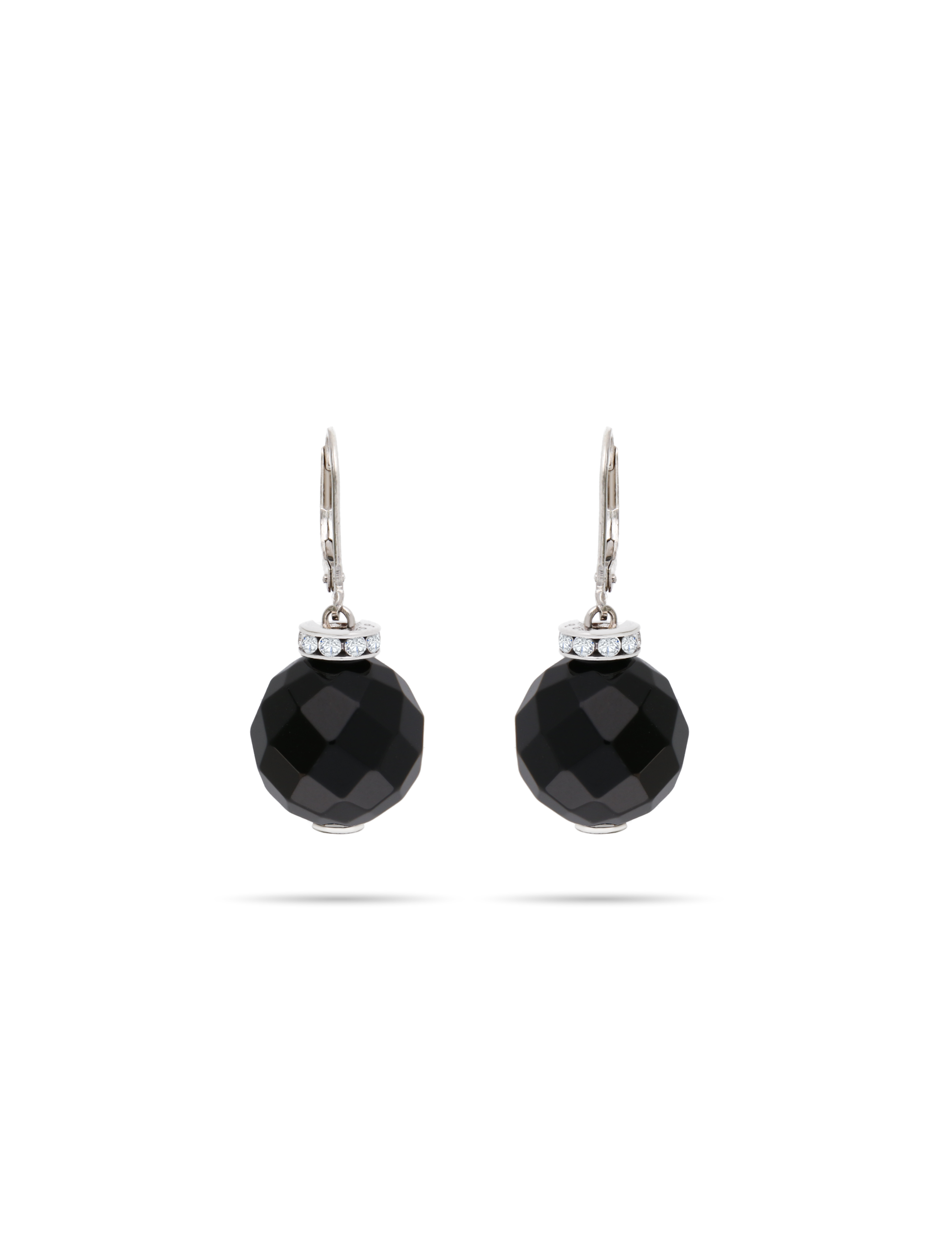 Ohrhänger, 925/- Silber rhodiniert mit Onyxkugel facettiert