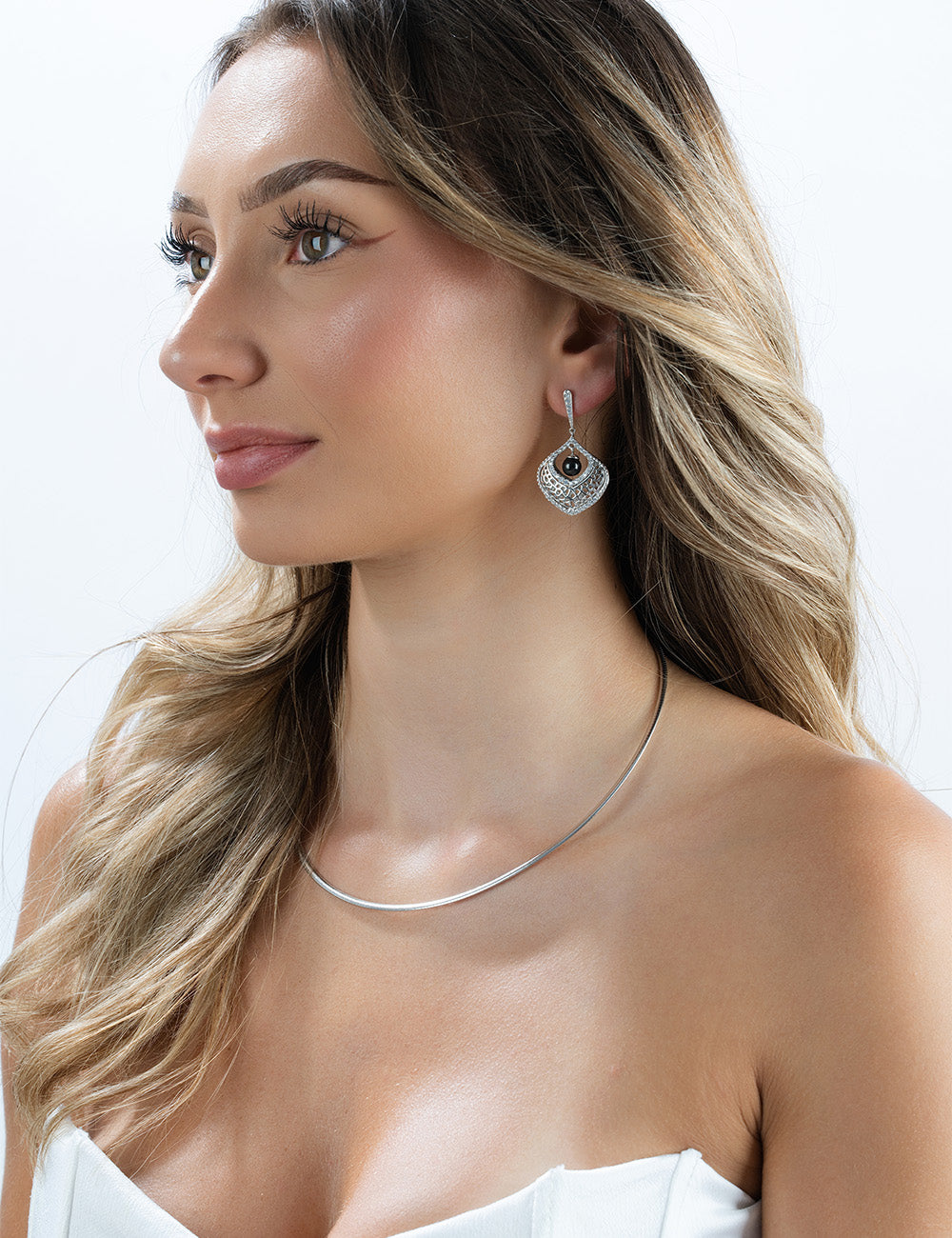 Ohrstecker 925/- Silber rhodiniert mit Perle