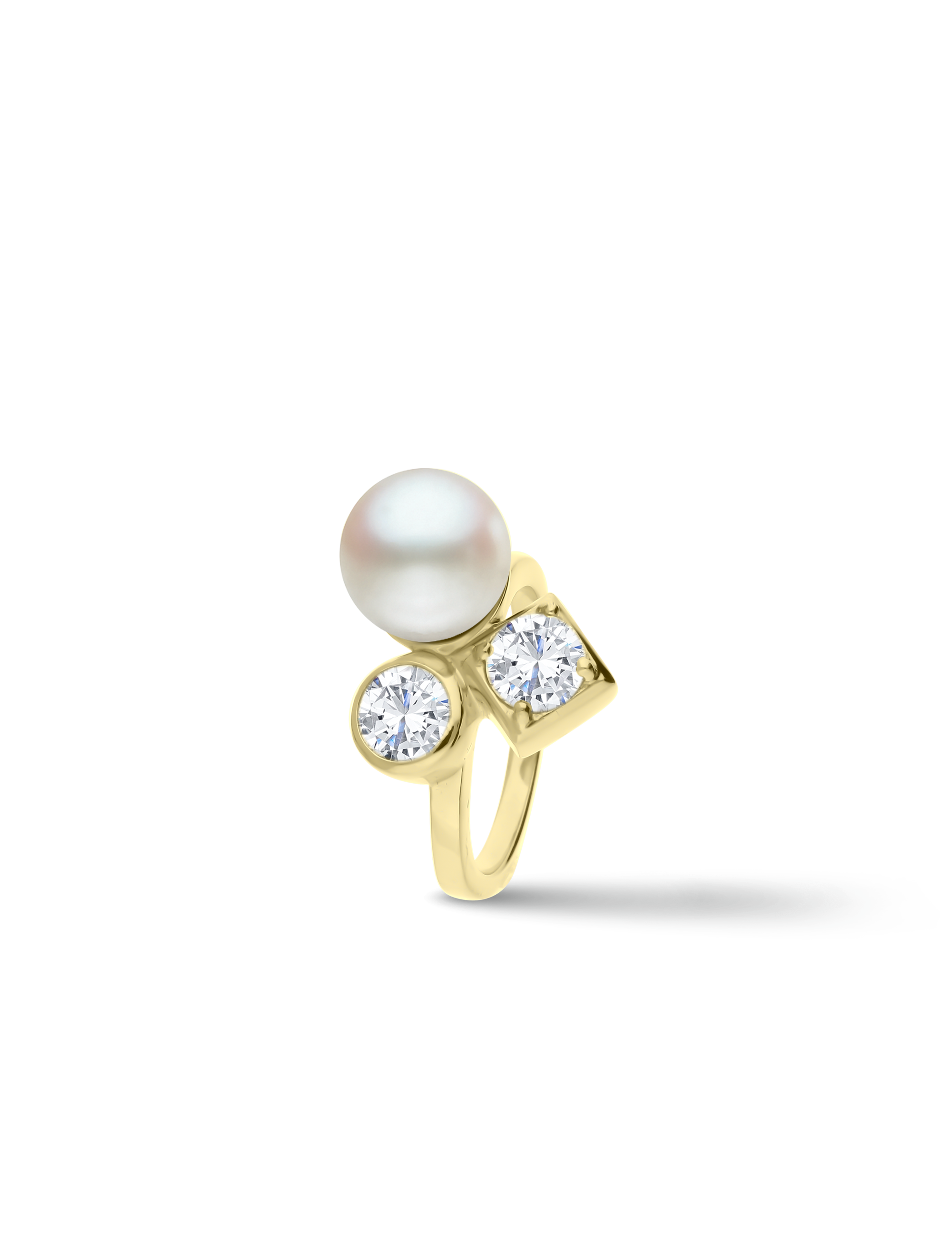 Ring, 925/- Silber goldplattiert mit Perle 10mm