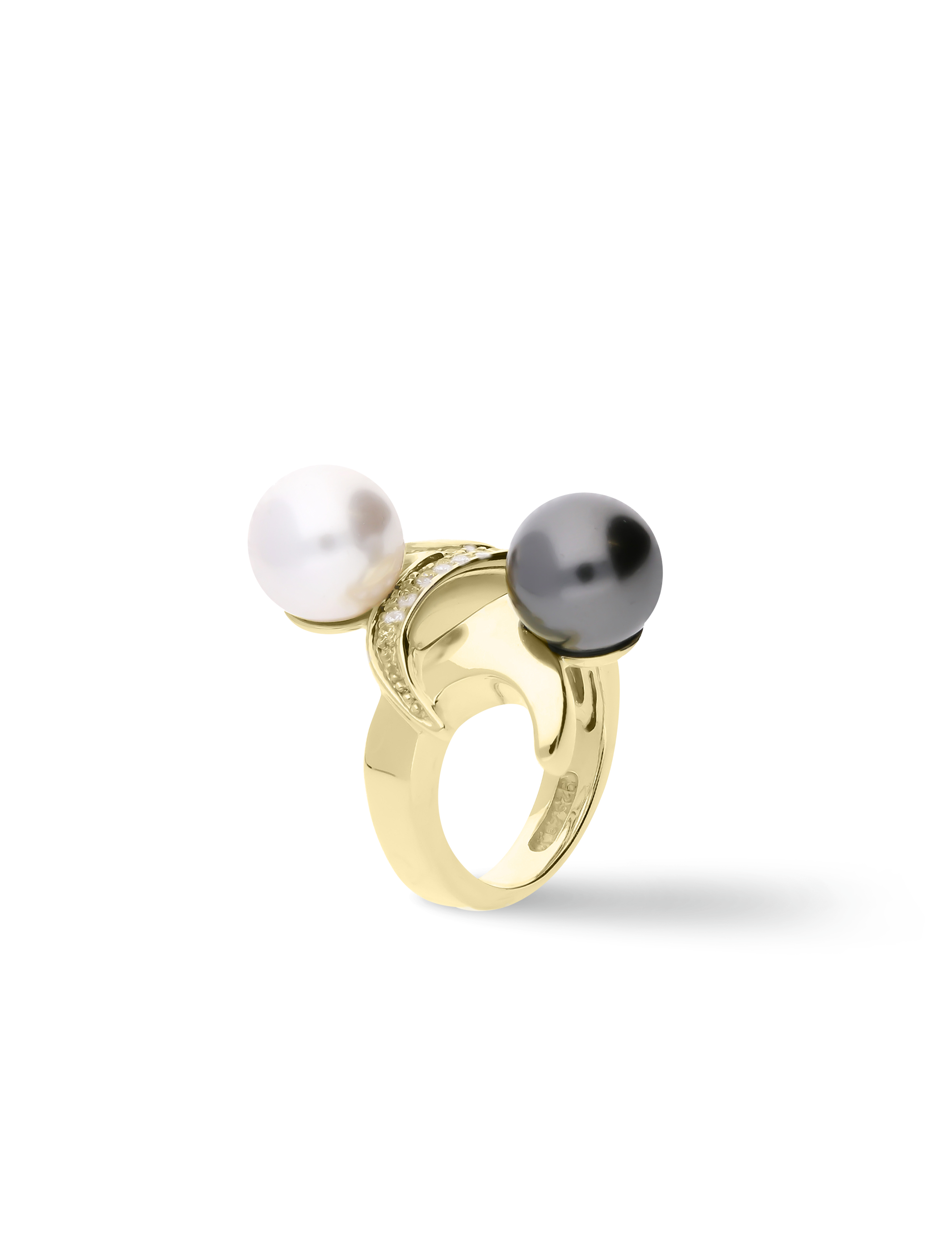Ring, 925/- Silber goldplattiert mit Perlen