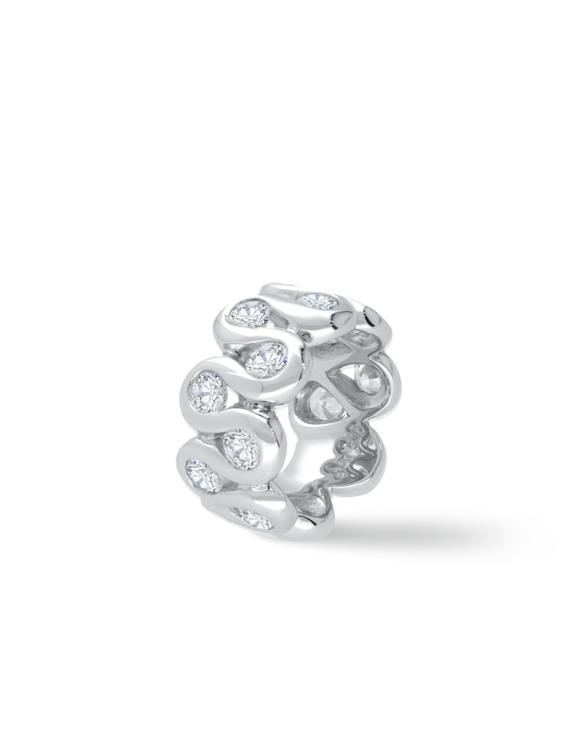 Modern Ring, 925/- Silber rhodiniert mit Zirkonia