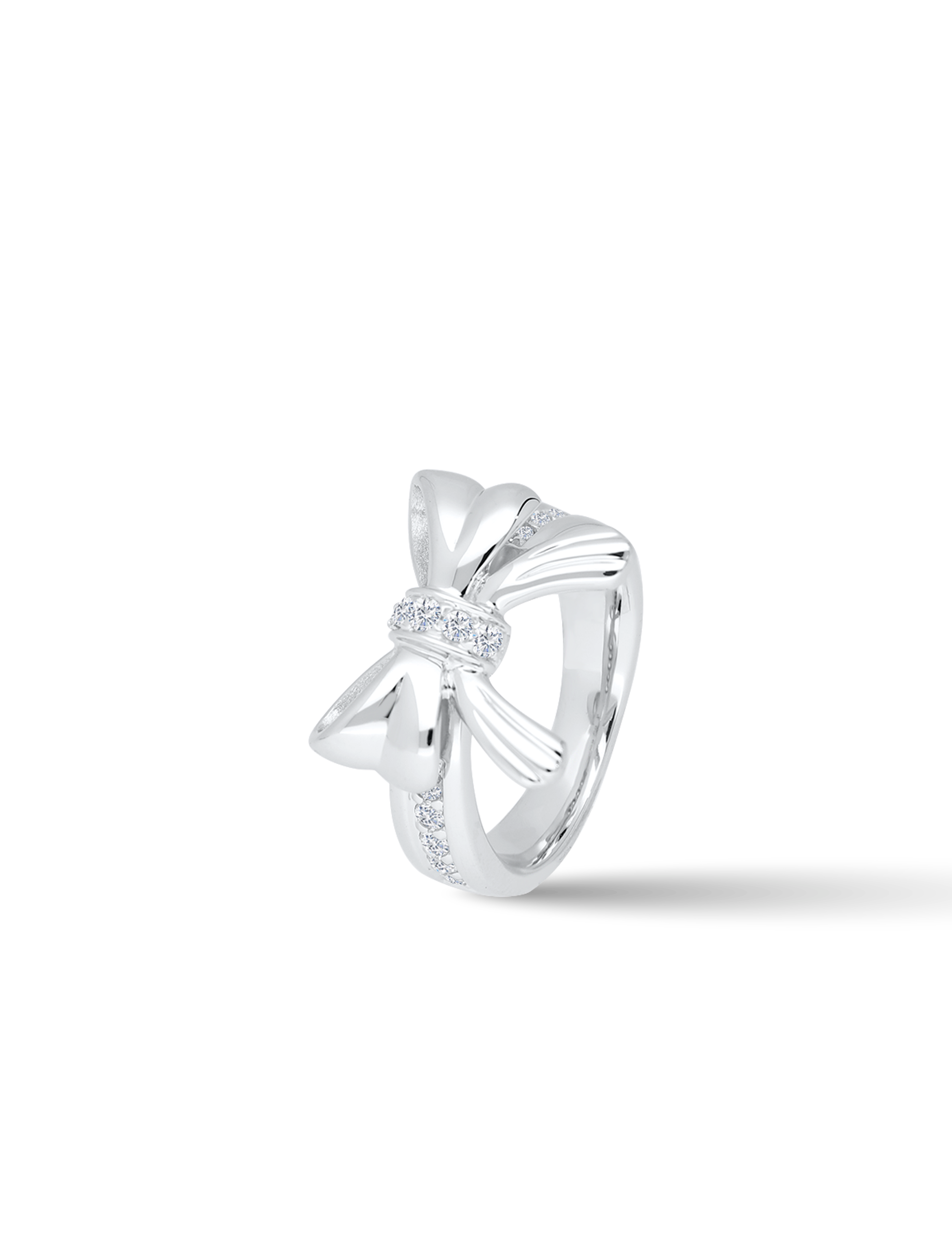 Ring Schleife, 925/- Silber rhodiniert mit Zirkonia