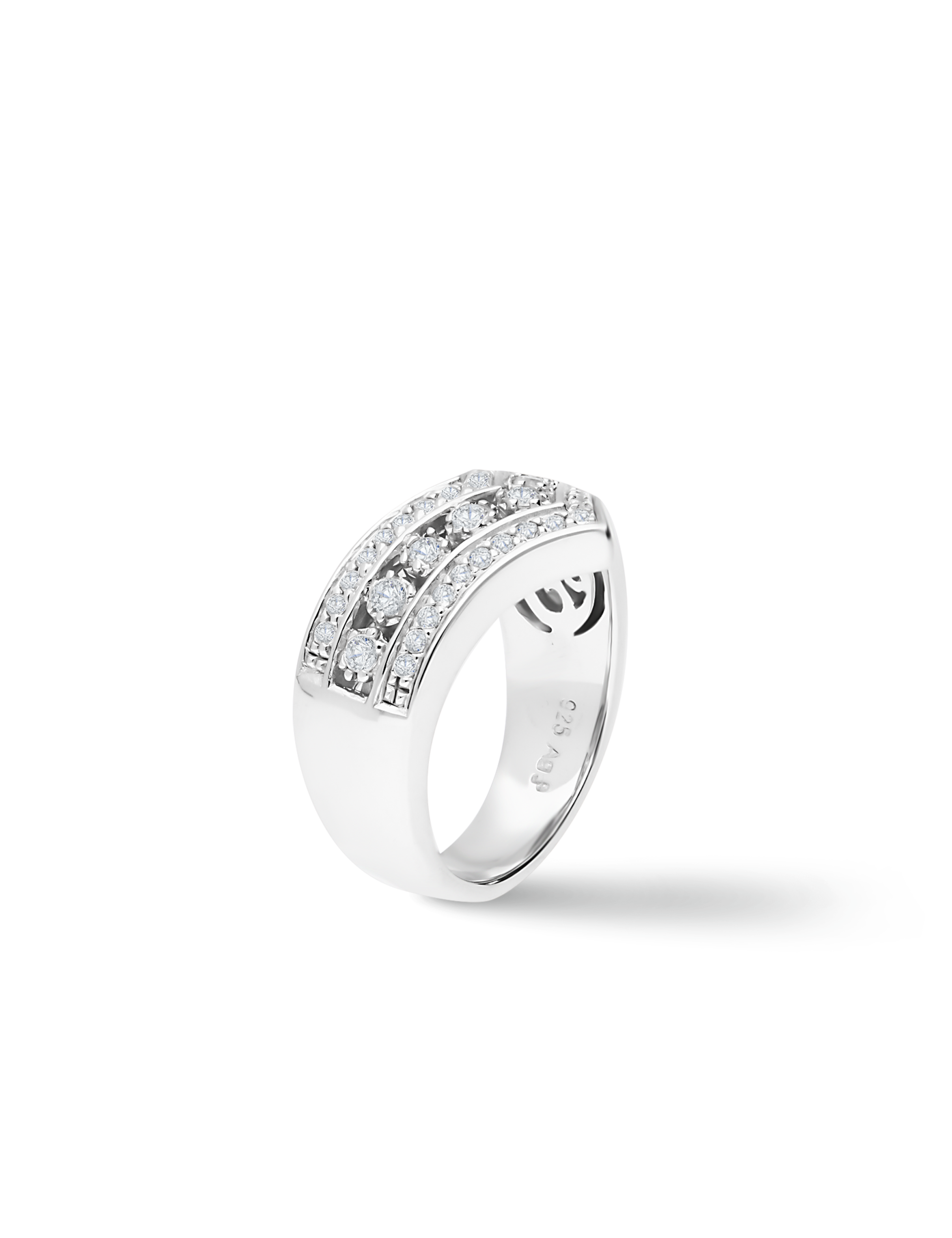 Modern Ring, 925/- Silber mit Zirkonia