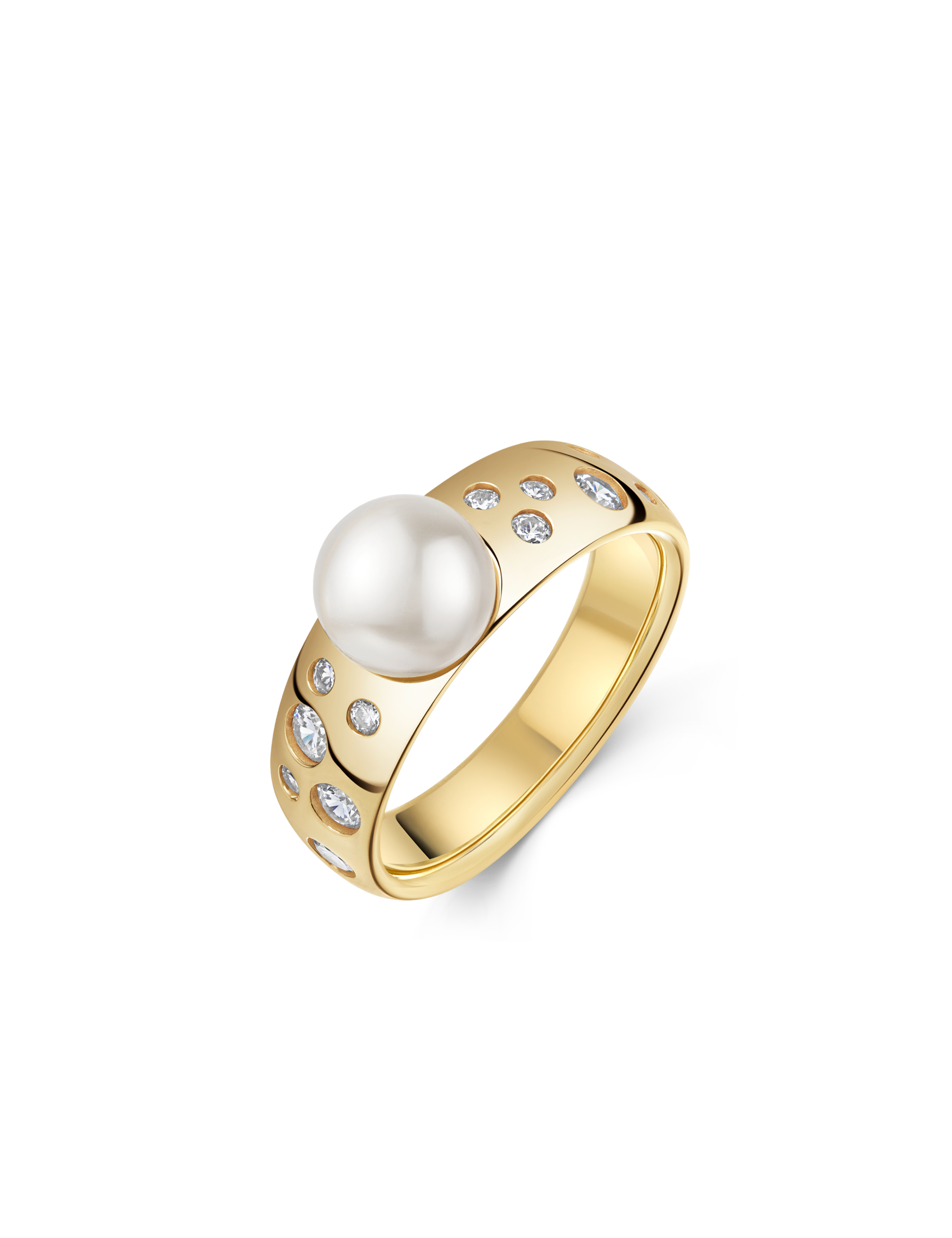 Ring 925/- Silber goldplattiert mit Perle 8mm