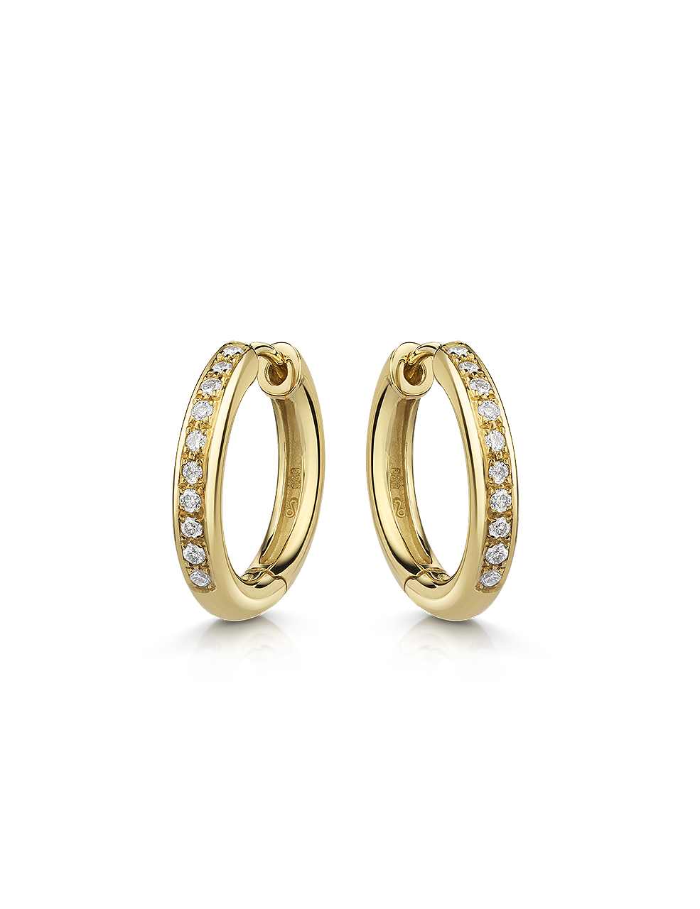 Premium Creolen, 585/- Gelbgold mit Diamanten 0,30 Karat