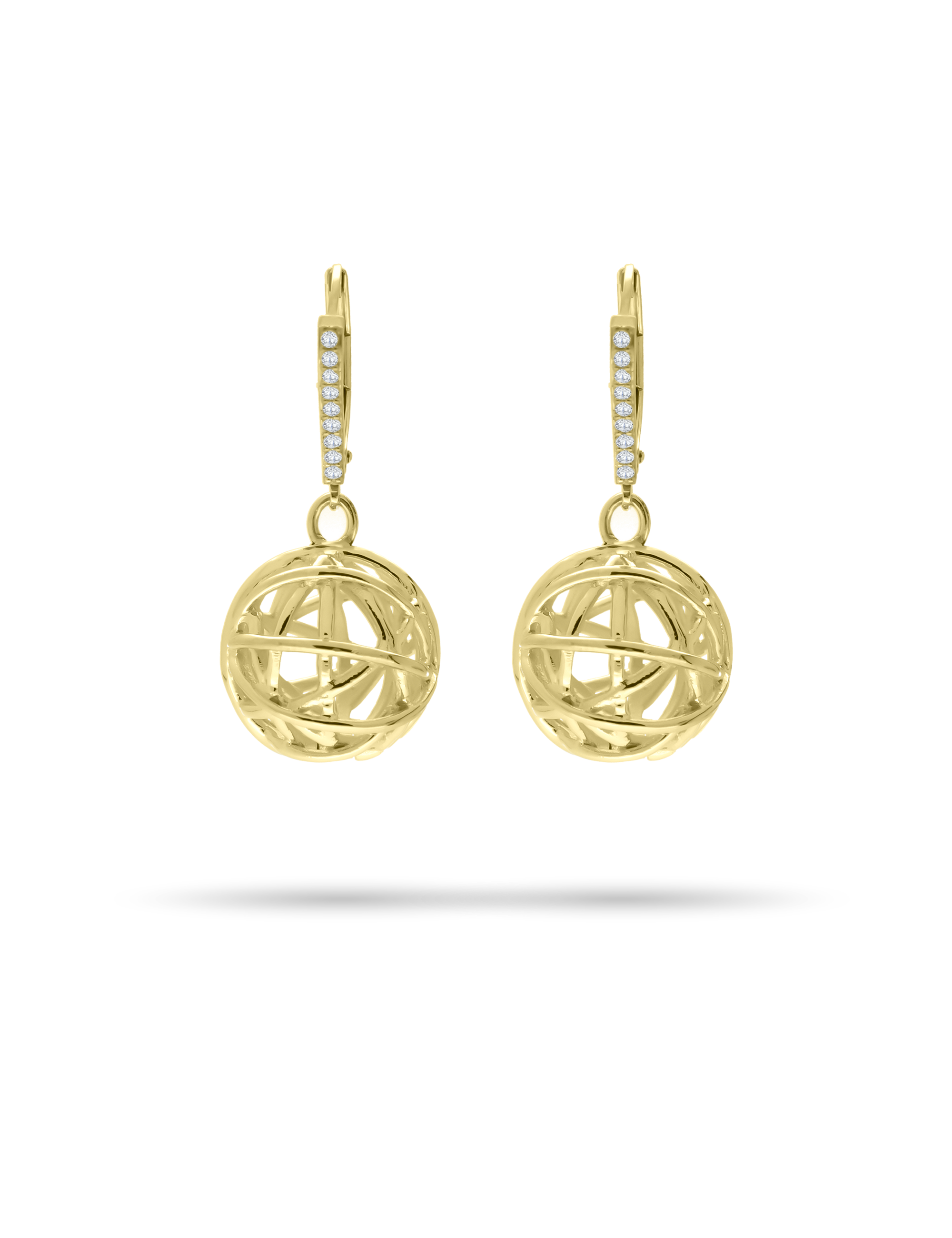 Ohrhänger, 925/- Silber goldplattiert mit Zirkonia