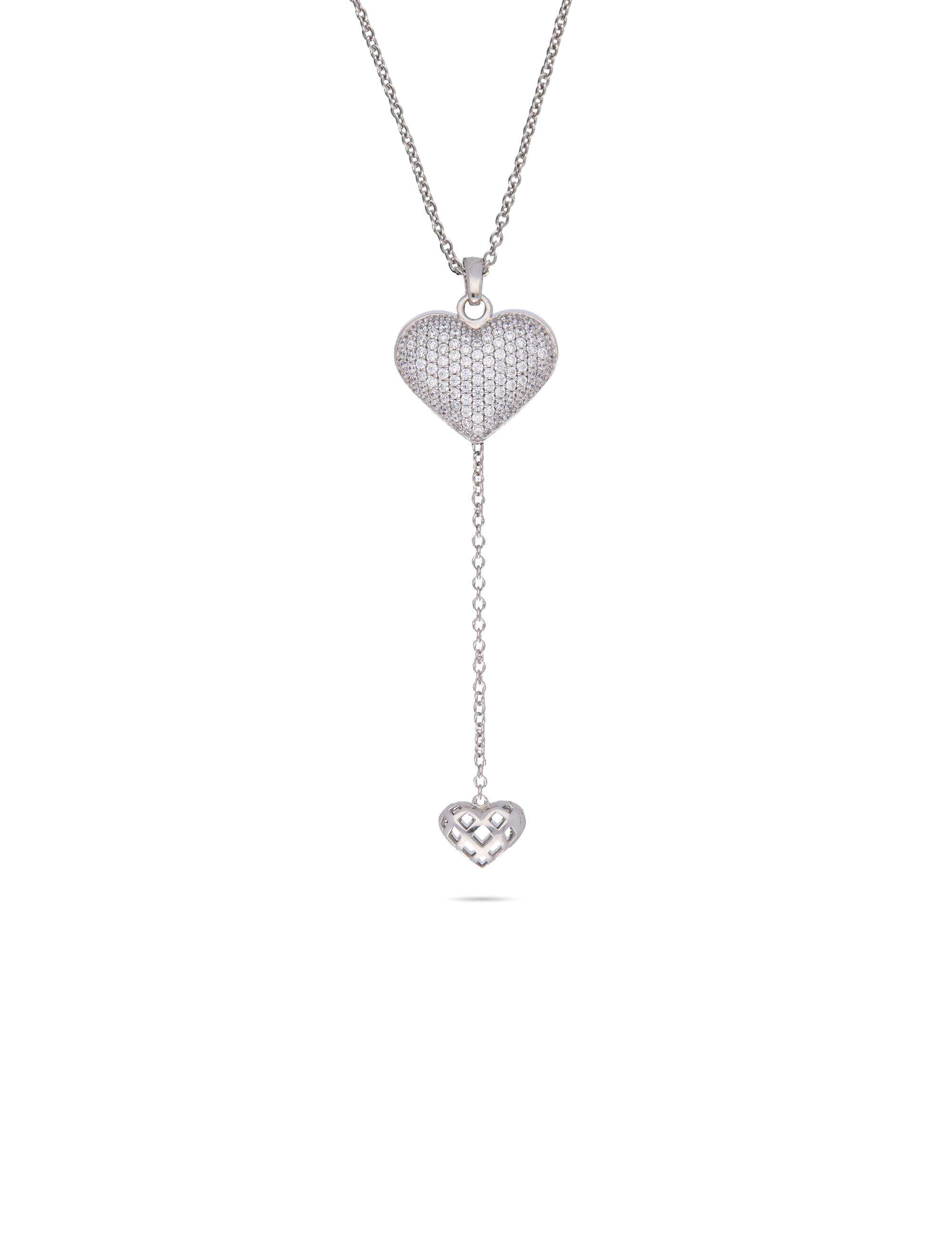 Collier Herz 925/- Silber rhodiniert 45 + 10cm