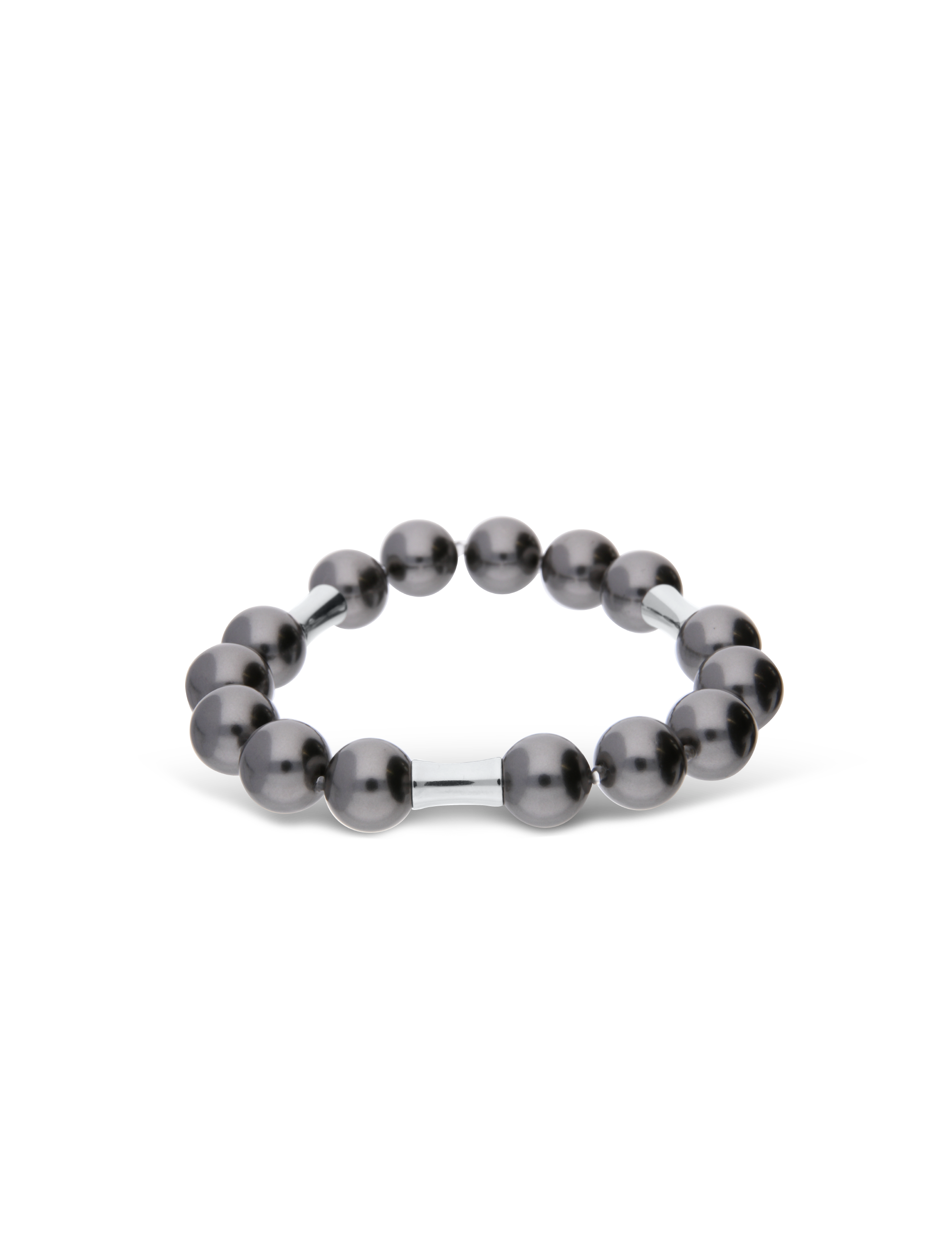 Perlarmband flexibel 10mm mit Silberelementen