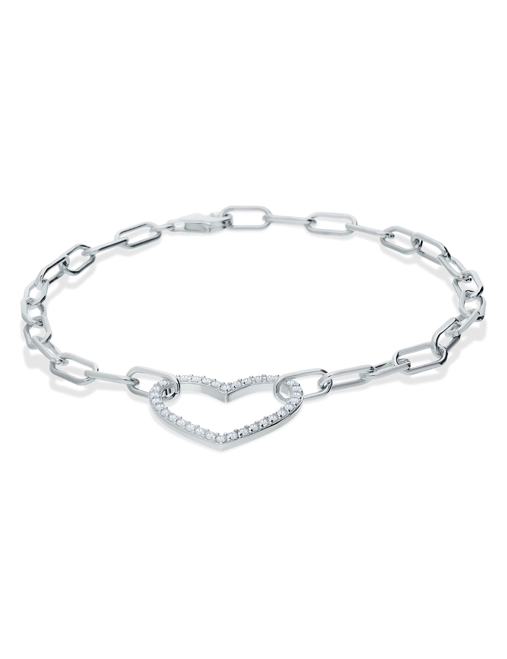 Armband 925/- Silber rhodiniert mit Zirkonia-Herz