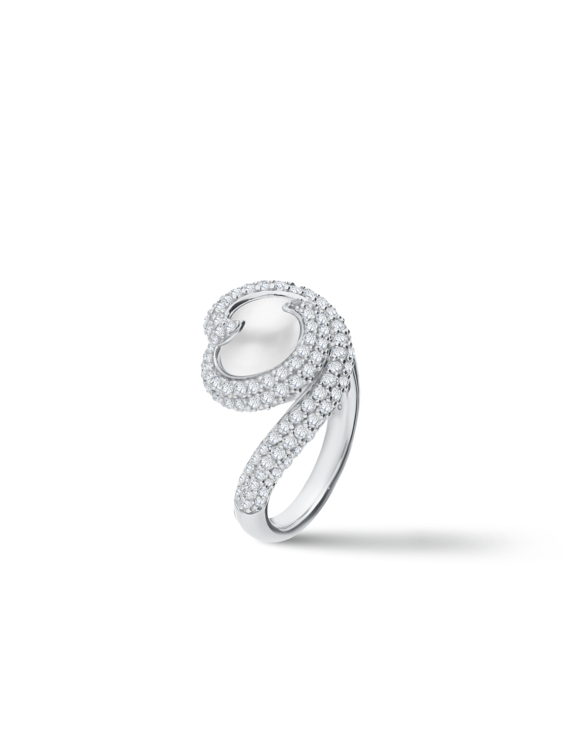 Ring, 925/- Silber rhodiniert mit Perle 10mm