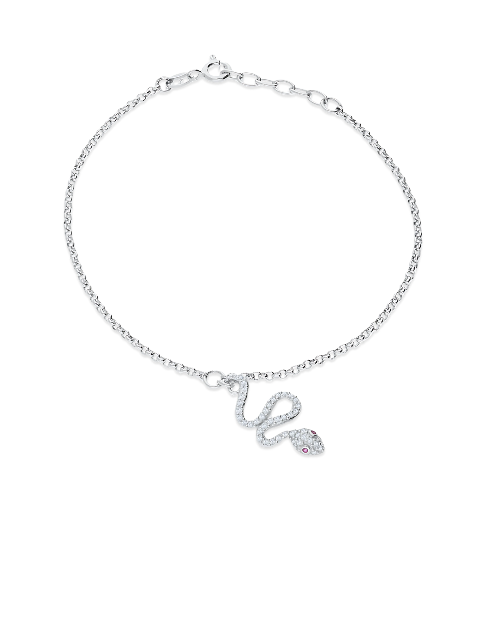 Armband - Fußkette rhodiniert "Schlange"