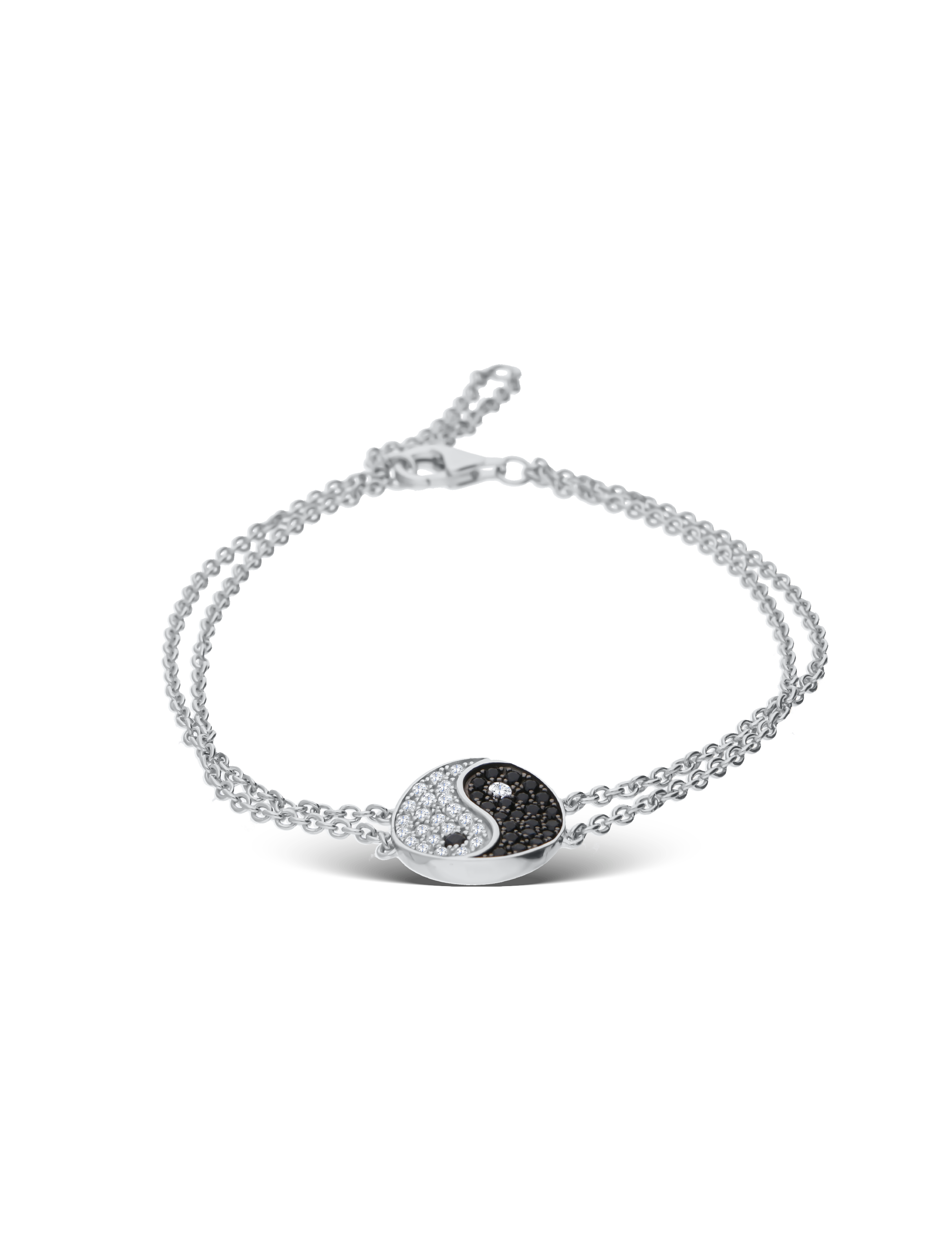 Silberarmband rhodiniert Yin & Yang