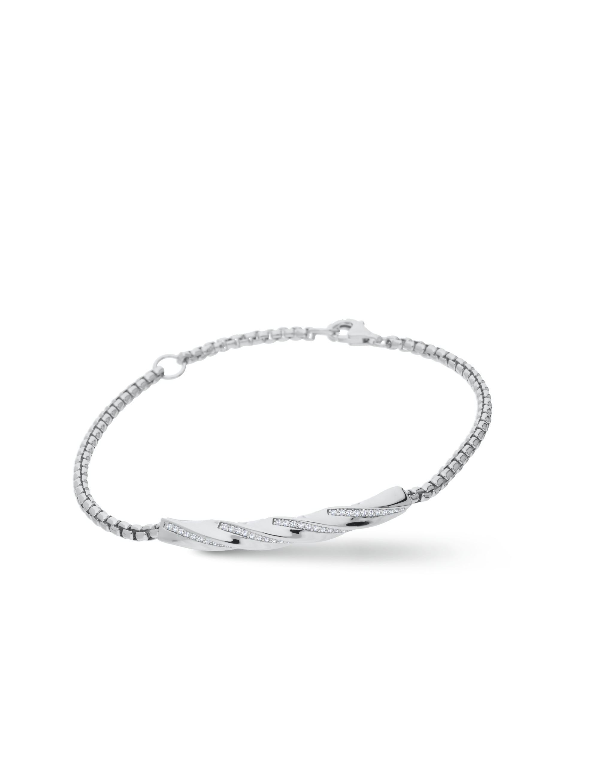 Silberarmband rhodiniert mit Zirkonia 18+3cm