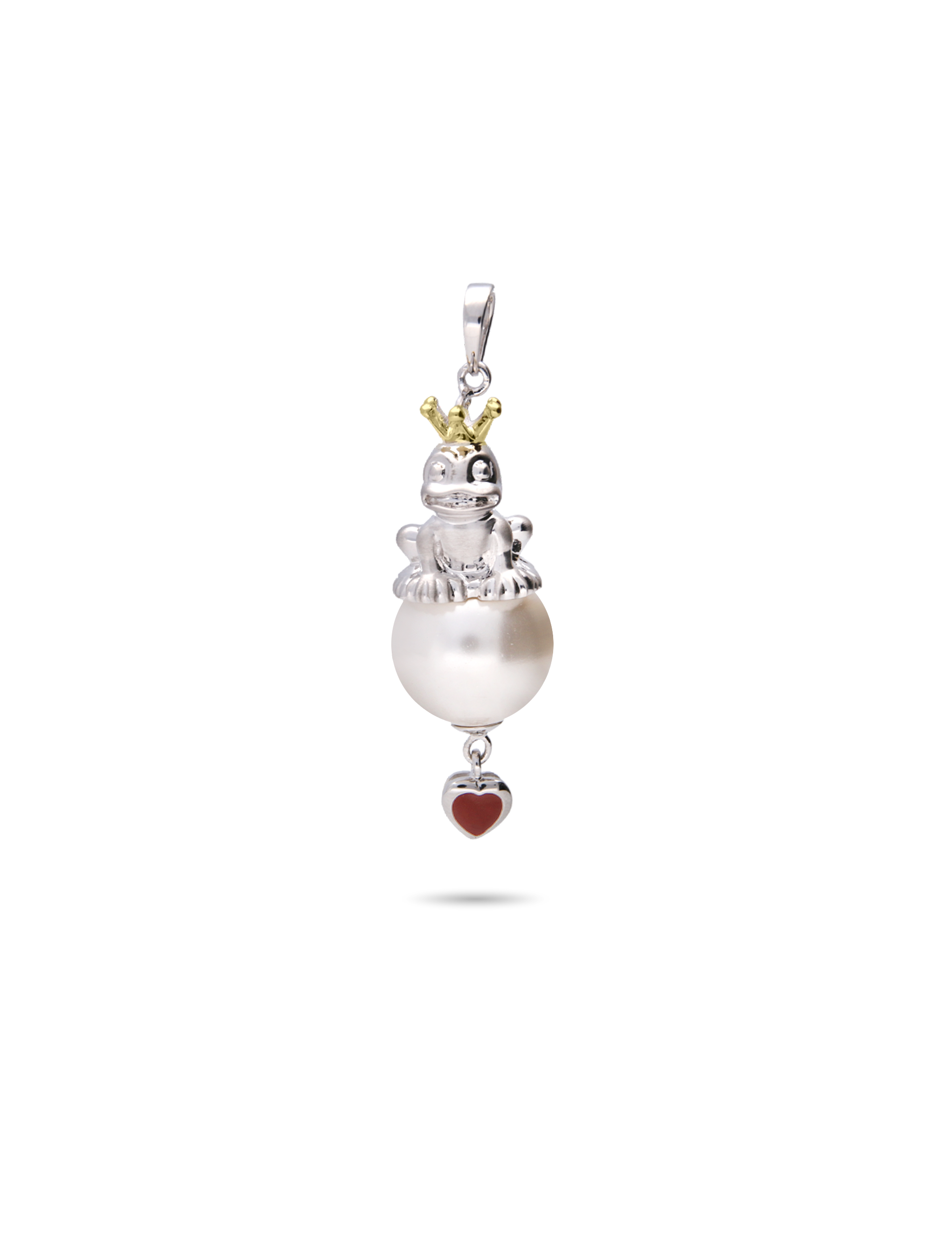 Anhänger Frosch, 925/- Silber mit Muschelkernperle 16 mm
