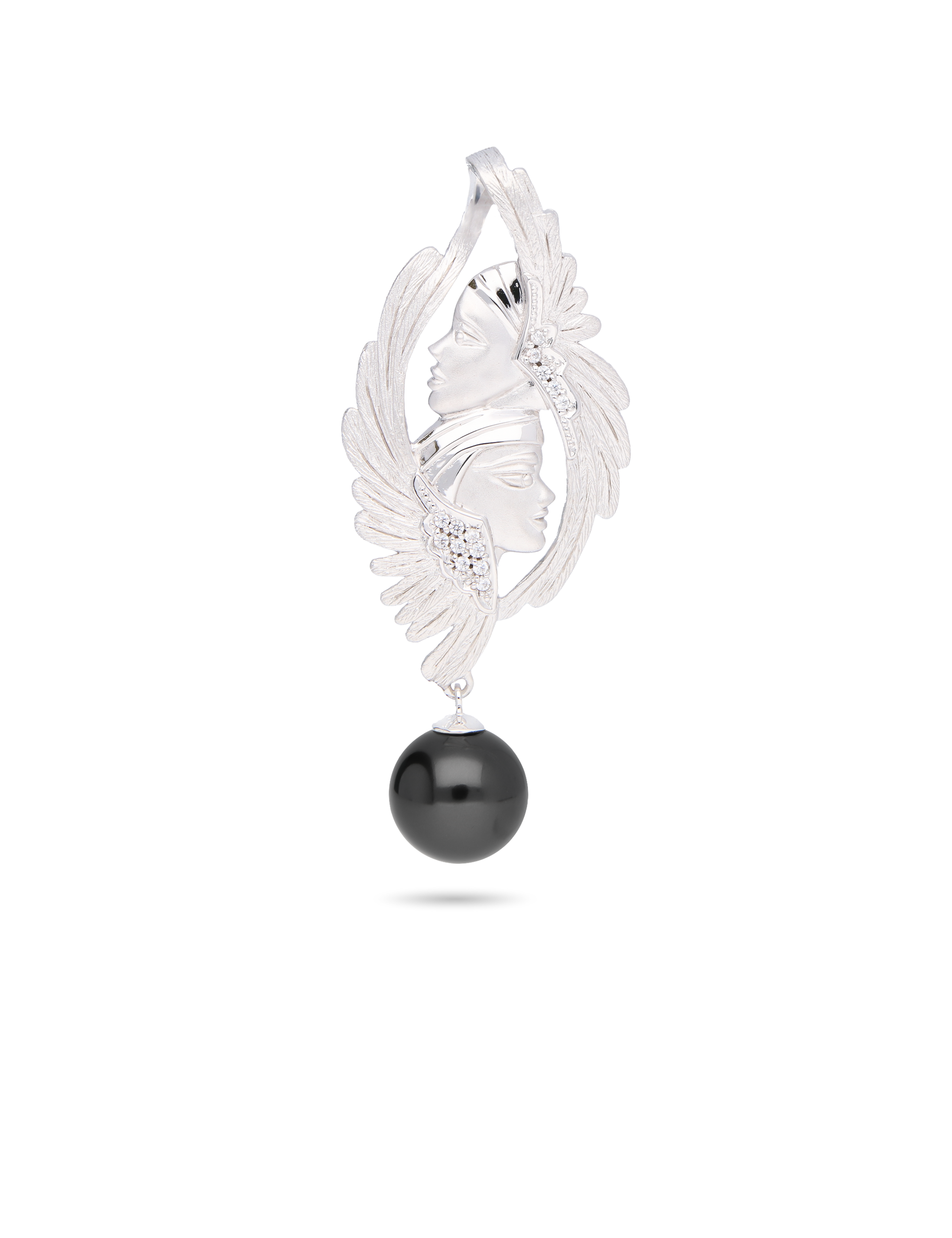 Anhänger 925/- Silber rhodiniert mit Perle 14mm