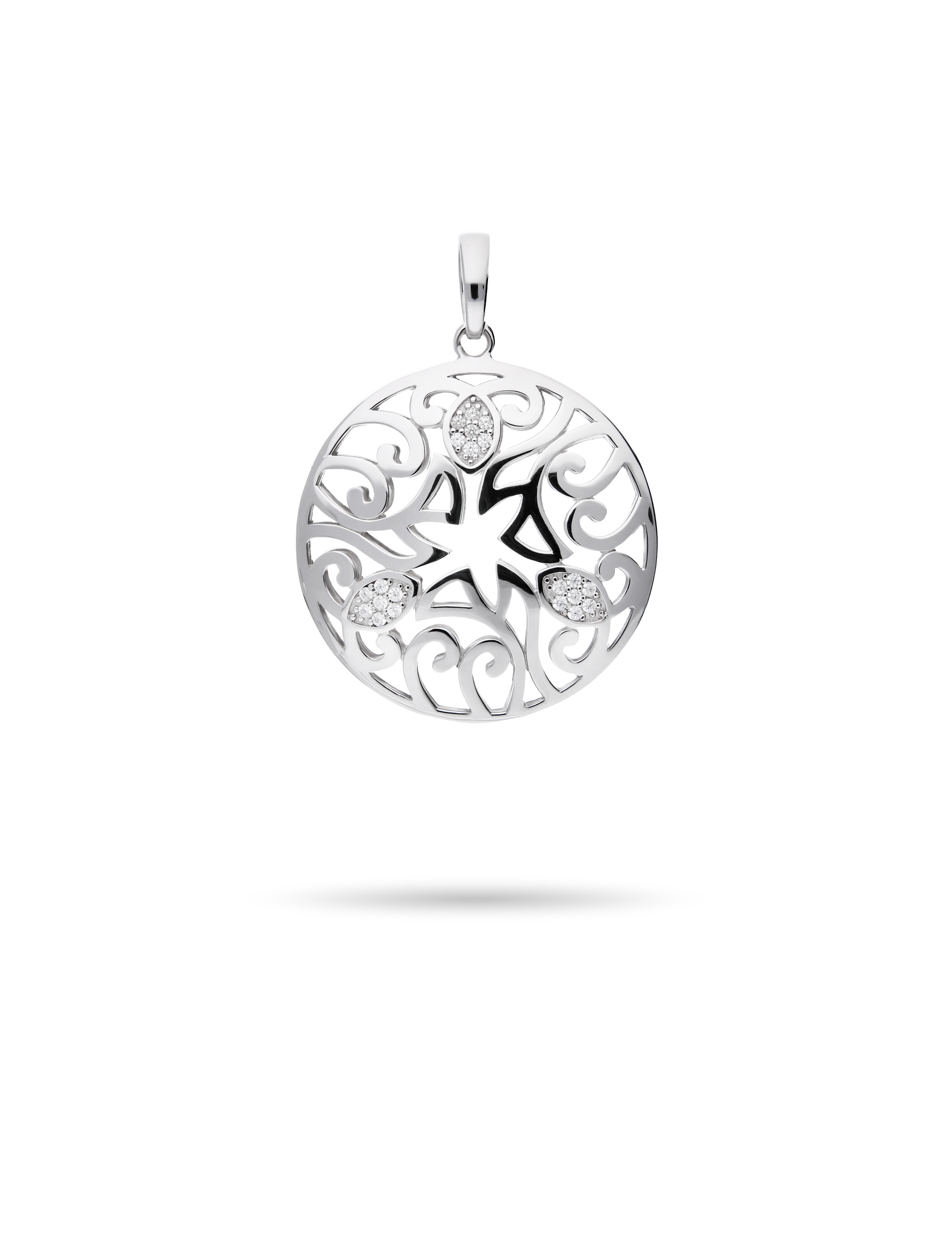 Anhänger, 925/- Silber rhodiniert mit Zirkonia
