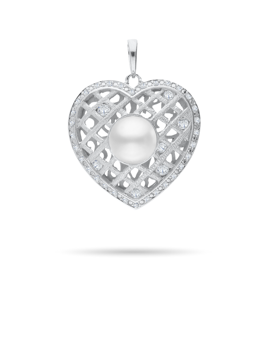 Anhänger „Herz“ 925/- Silber rhodiniert mit Perle