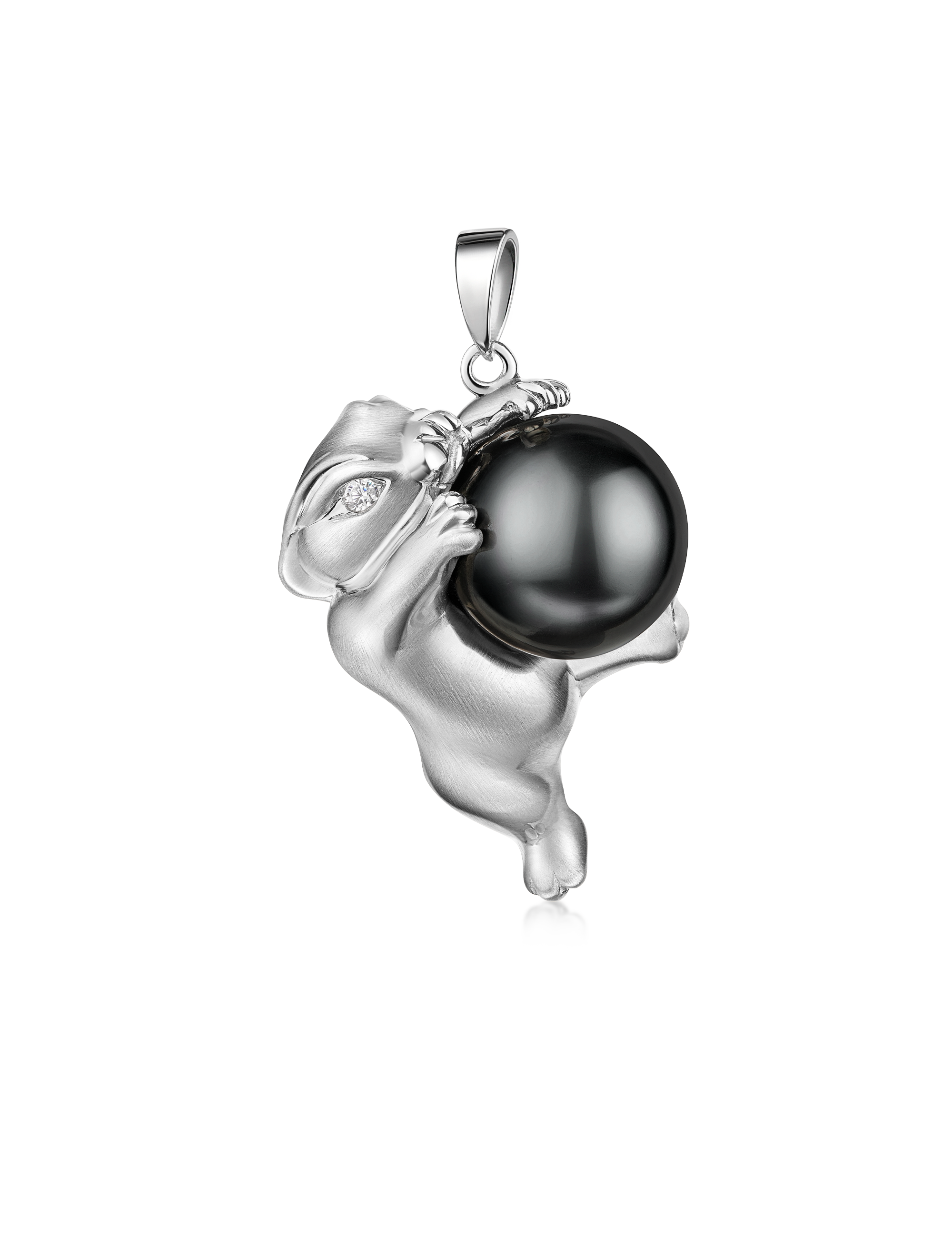 Anhänger "Löwe" 925/- Silber rhodiniert mit Perle