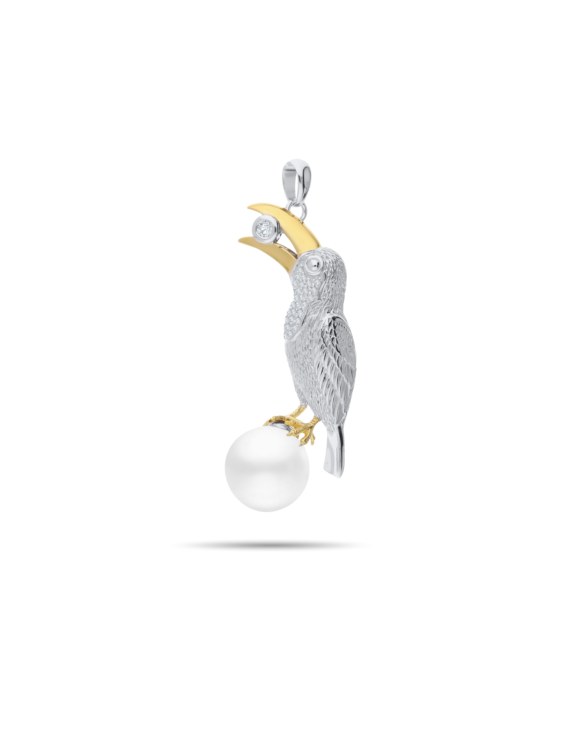 Anhänger Tukan, 925/- Silber mit Perle 14 mm