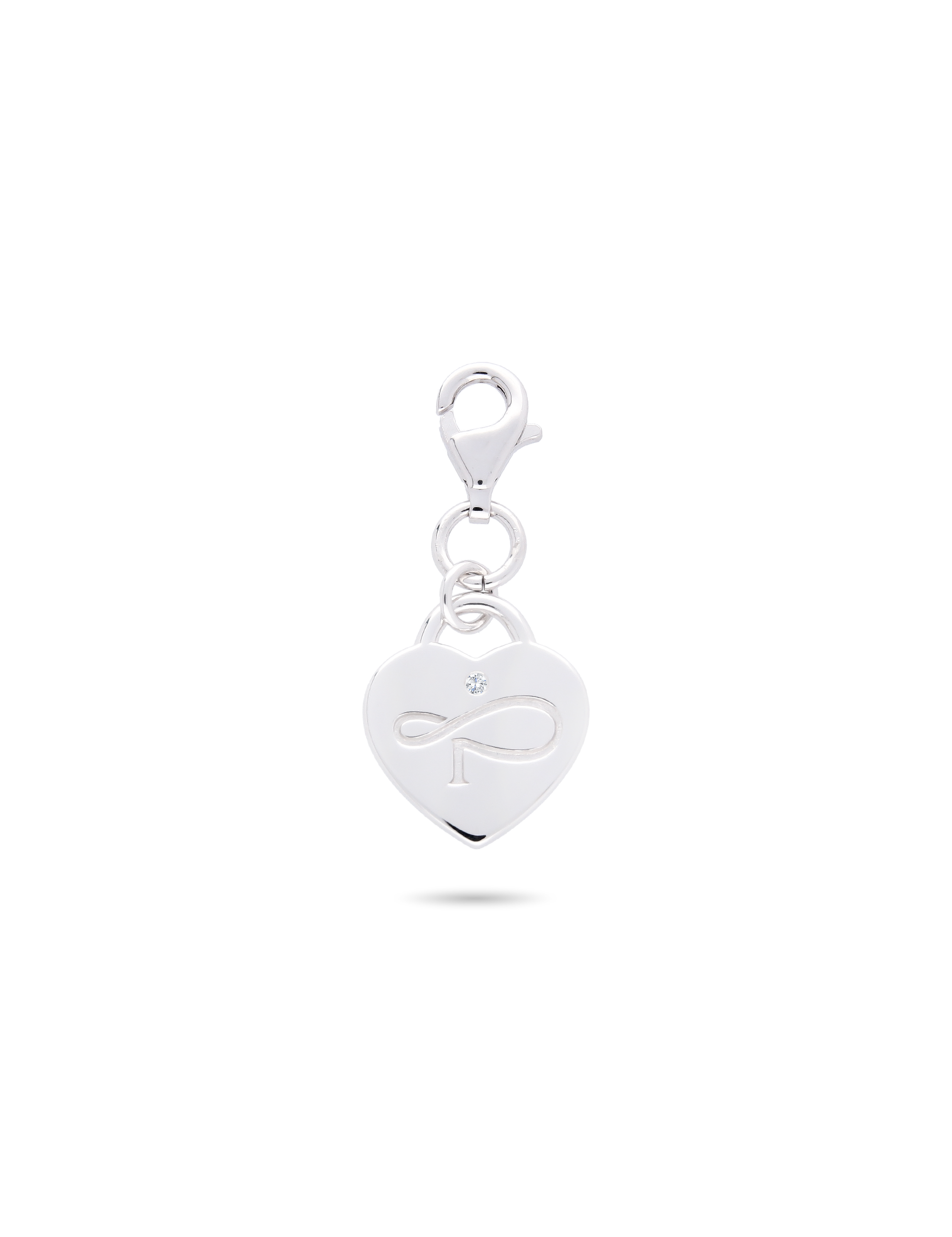 Charm Anhänger Herz, 925/- Silber rhodiniert mit Zirkonia