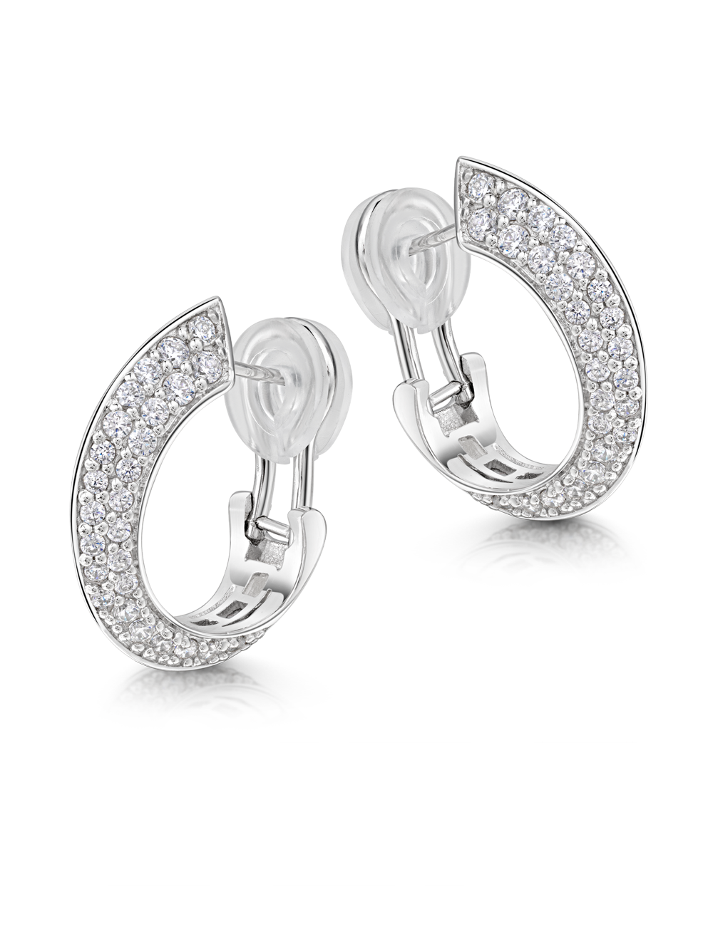 Clip-Stecker 925/- Silber rhodiniert mit Zirkonia