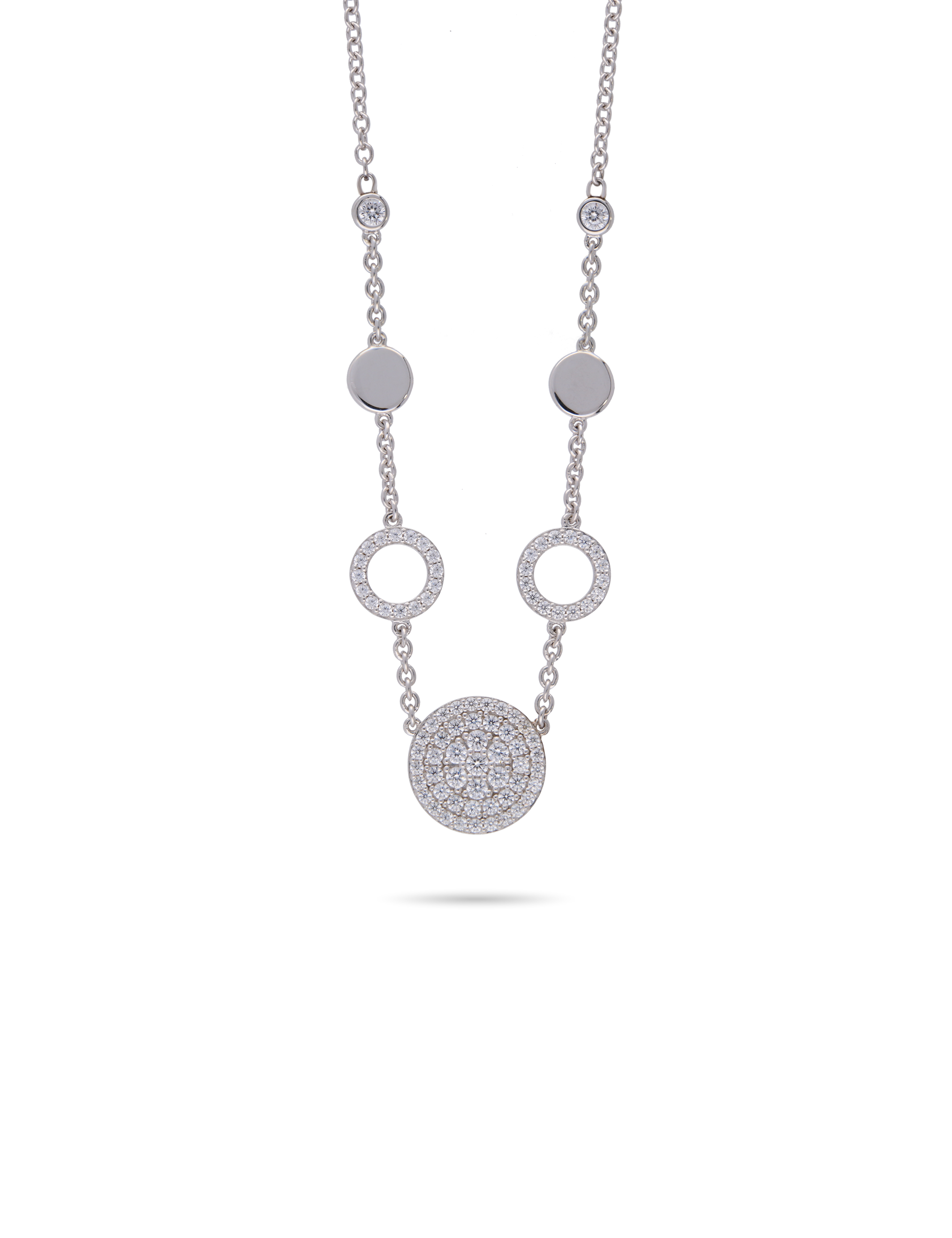Collier, 925/- Silber mit Zirkonia 45 + 5 cm