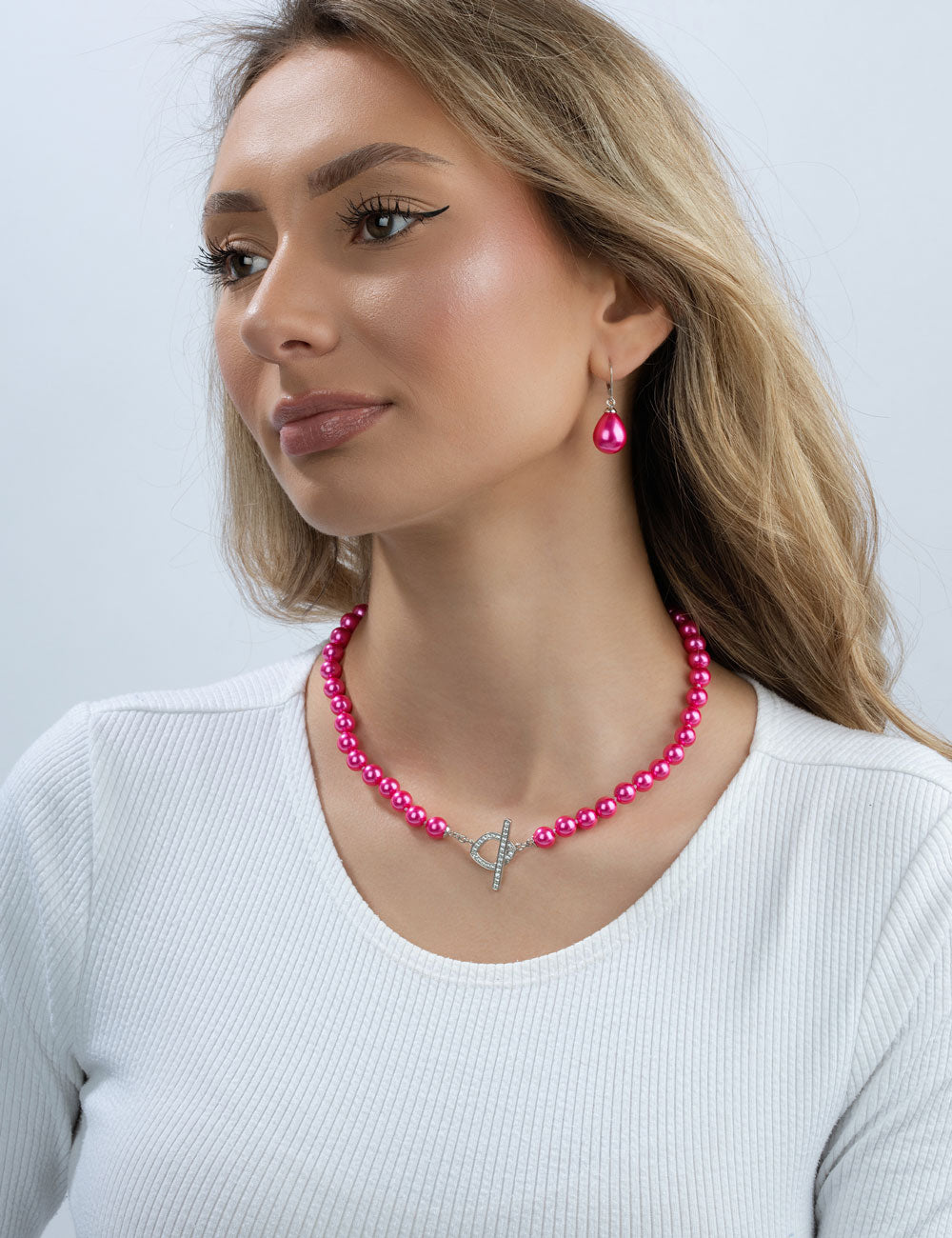 Collier mit Muschelkernperle 8 mm – pink