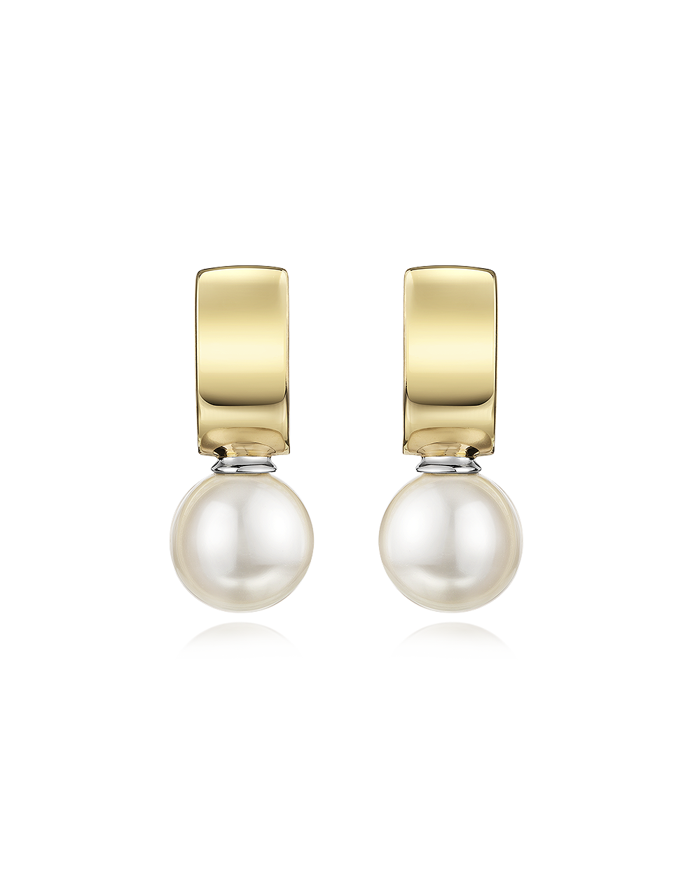 Creolen 925/- Silber Bi-Color zum Wenden mit Perle 10mm