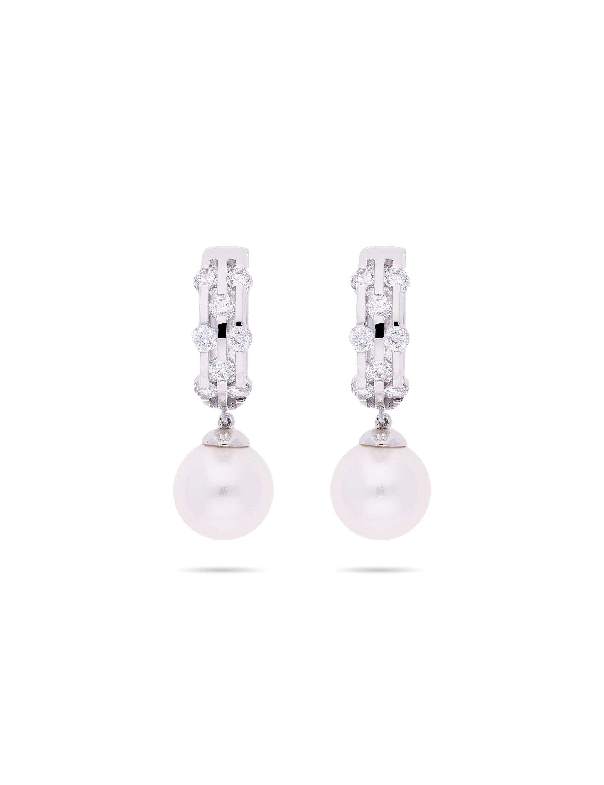 Creolen 925/- Silber mit 12mm weißer Perle
