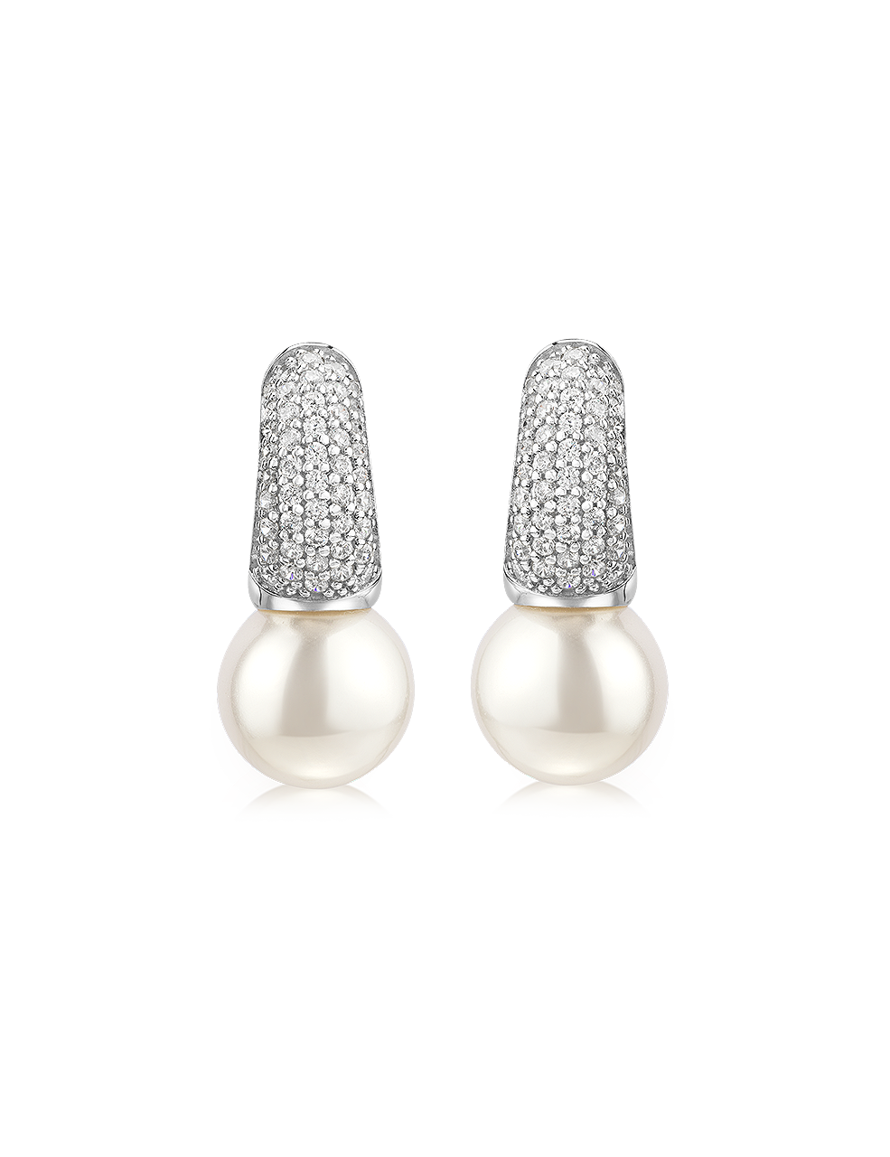 Creolen 925/- Silber rhodiniert mit Perle weiß
