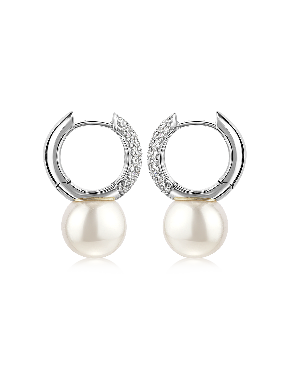 Creolen 925 Silber rhodiniert mit Perle weiss 37700_2