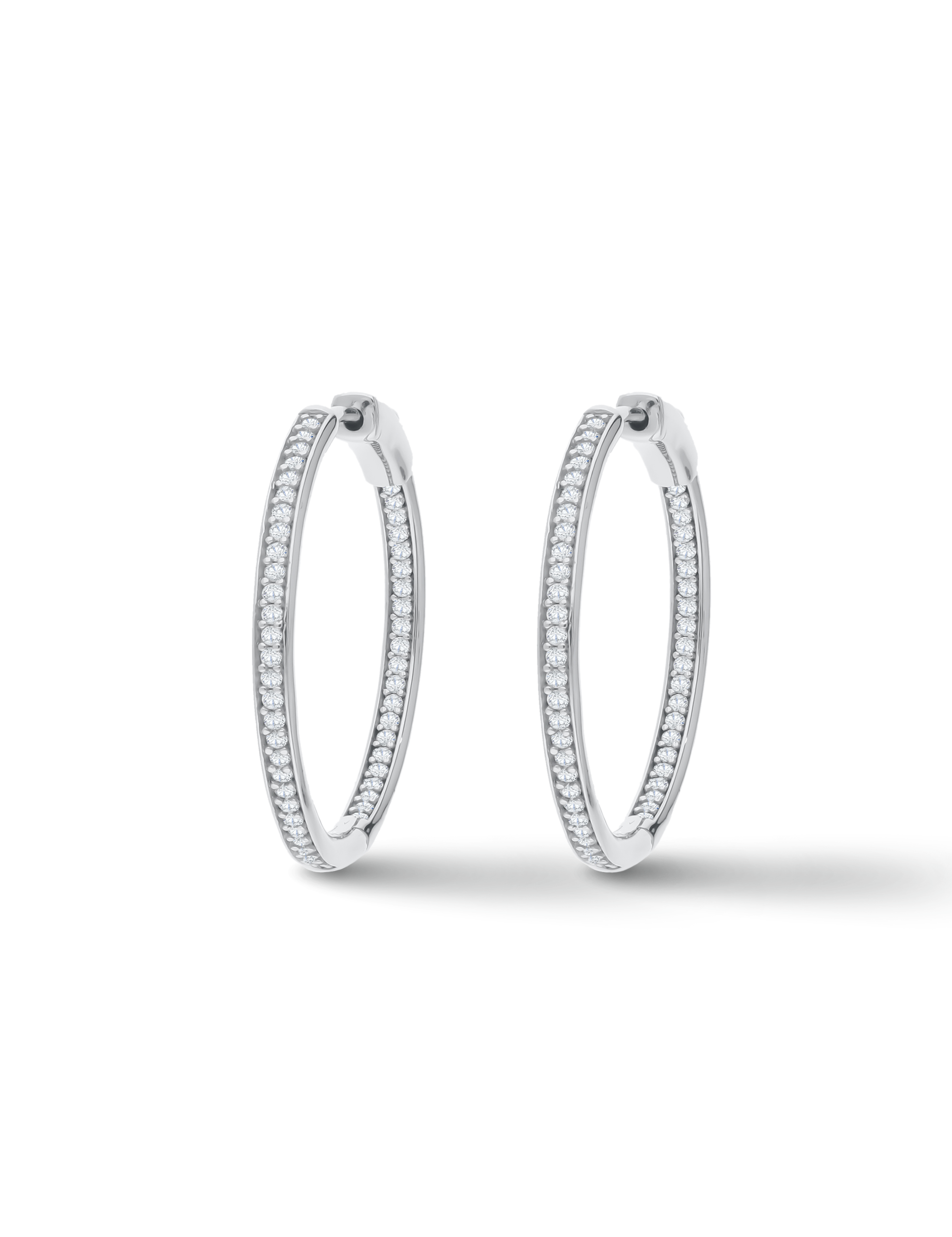 Creolen, Silber rhodiniert mit Zirkonia
