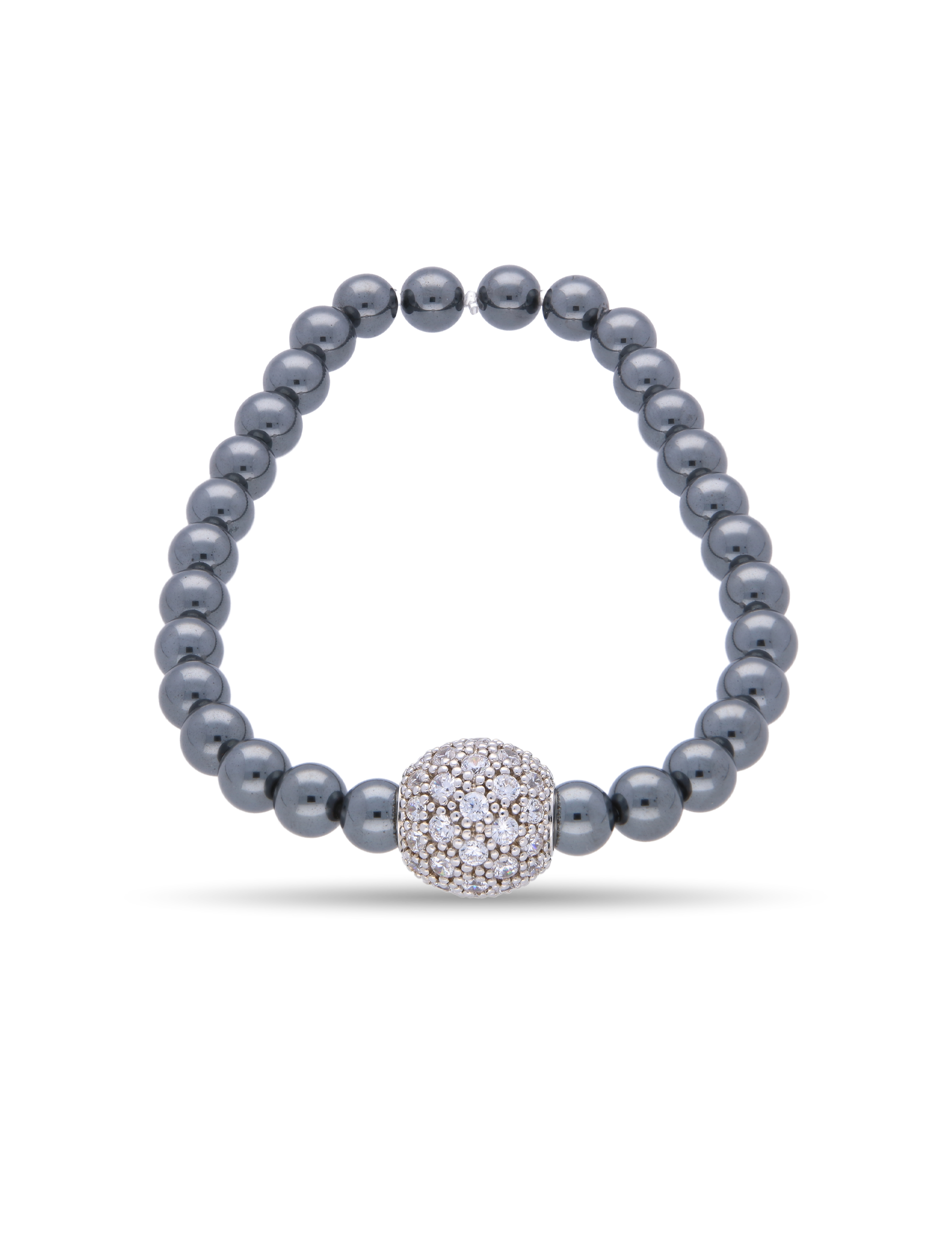 Hämatitarmband flexibel mit Glitzerkugel 12mm