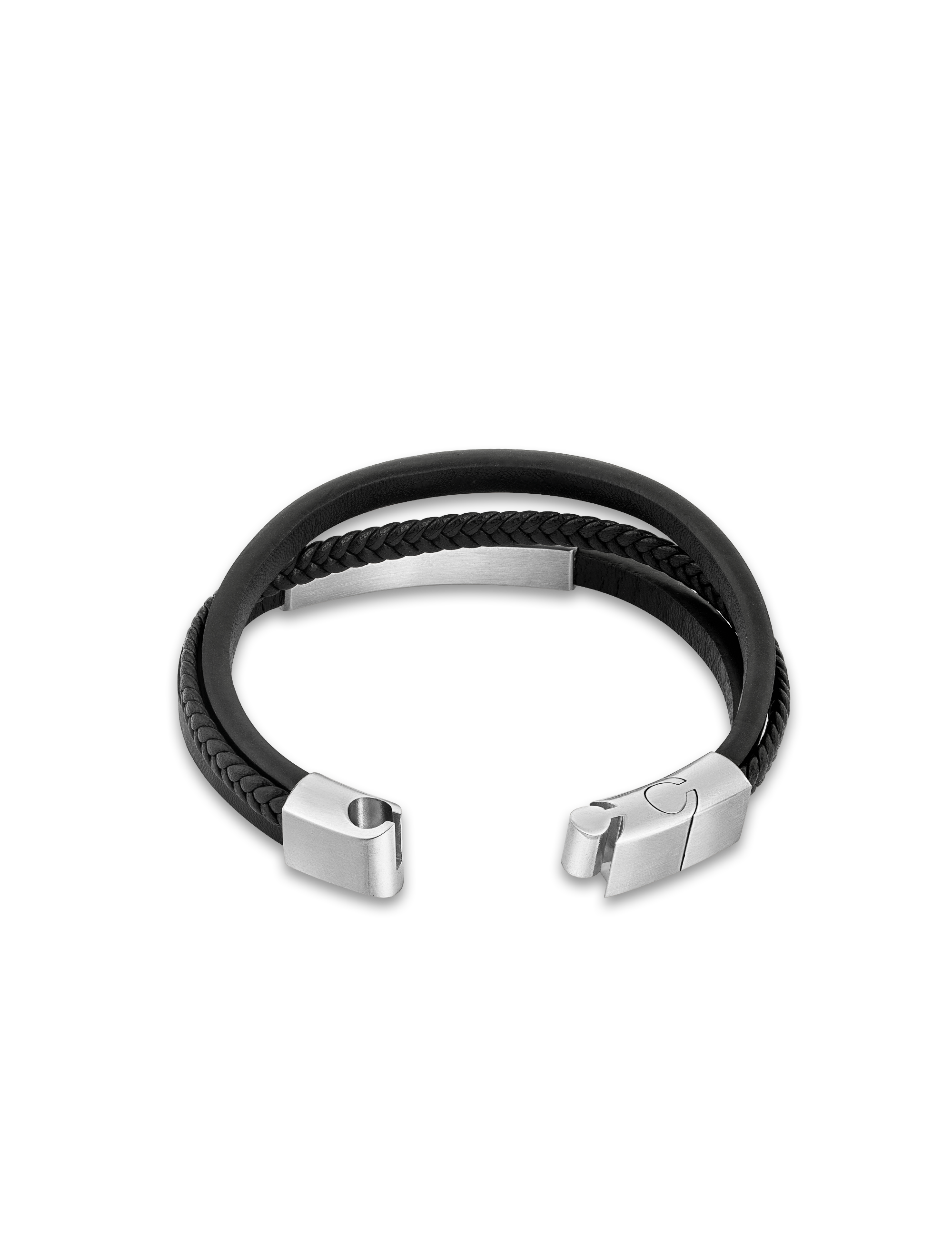 Lederarmband schwarz mit Edelstahl Gravurplatte 58133_2