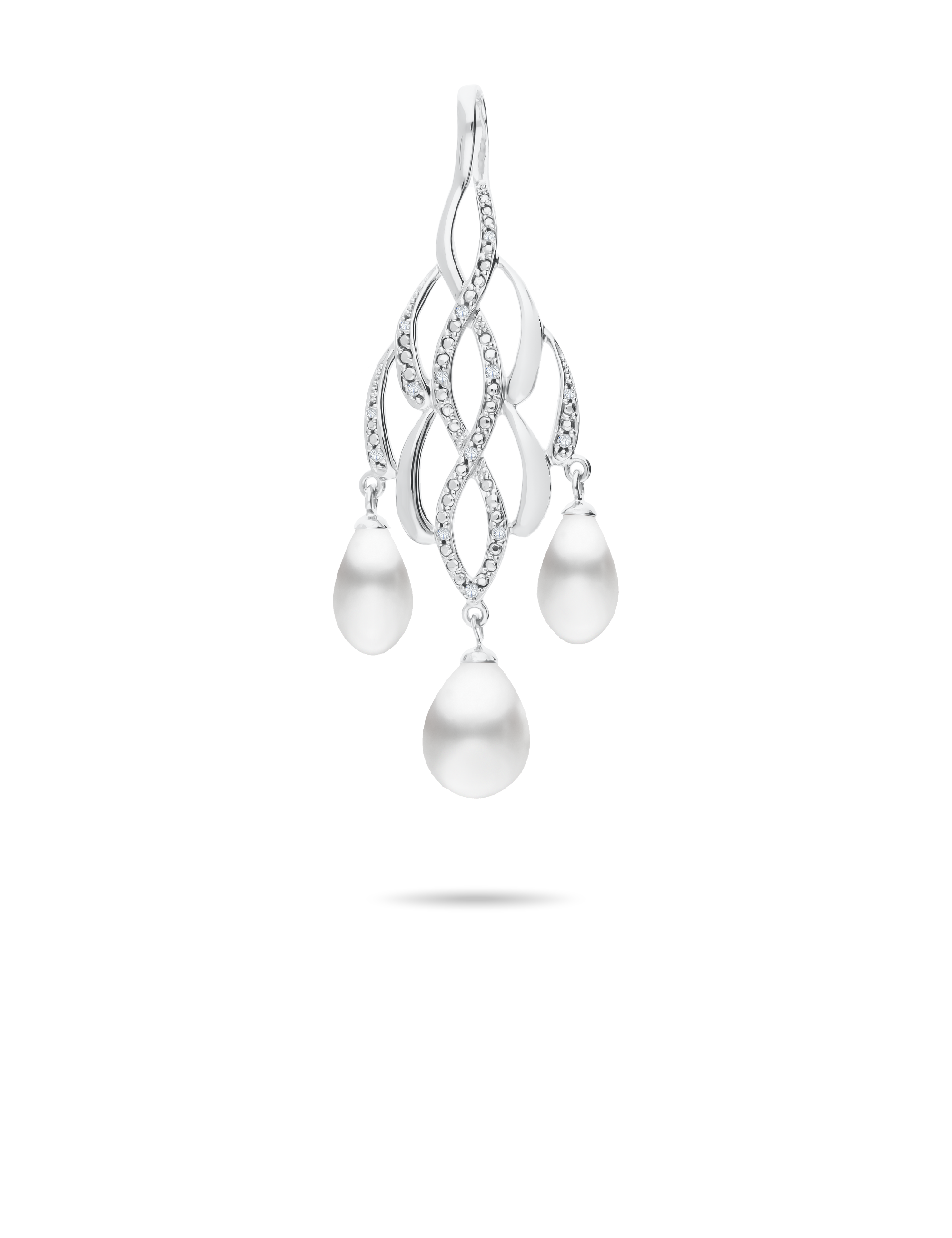 Modern Anhänger, 925/- Silber rhodiniert mit Perlen