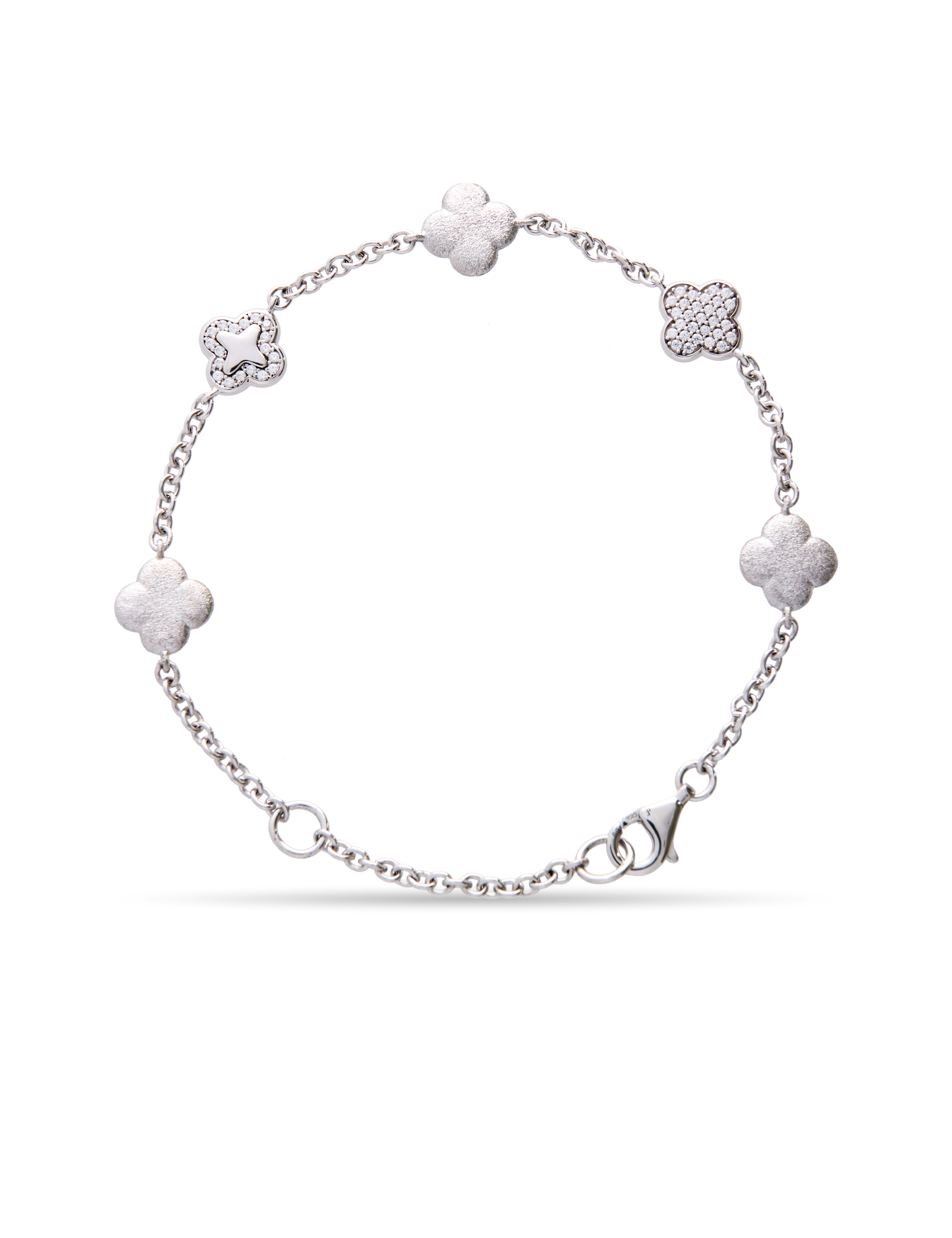 Modern Armband Blümchen, 925/- Silber rhodiniert