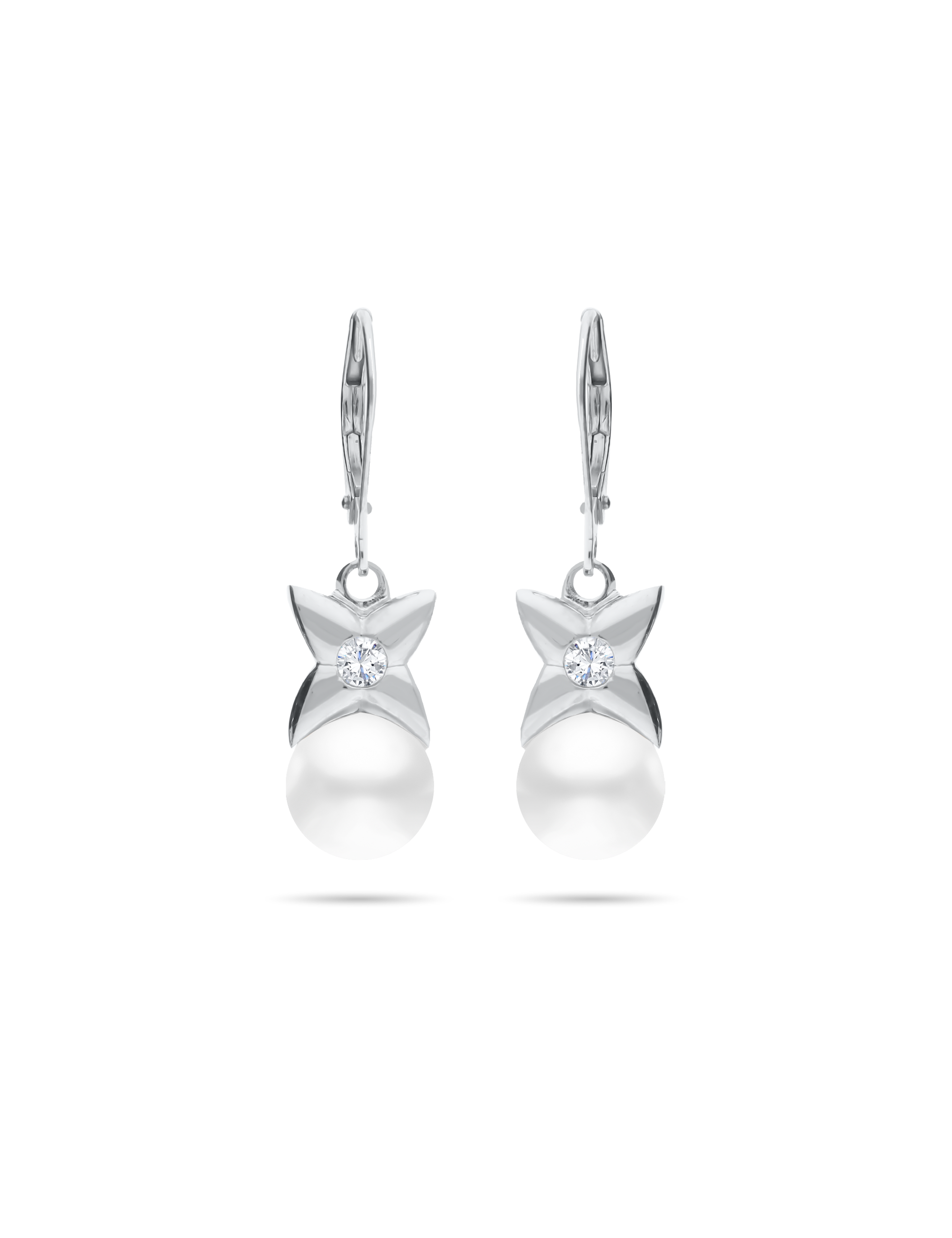 Ohrhänger 925/- Silber rhodiniert mit Perle 8mm