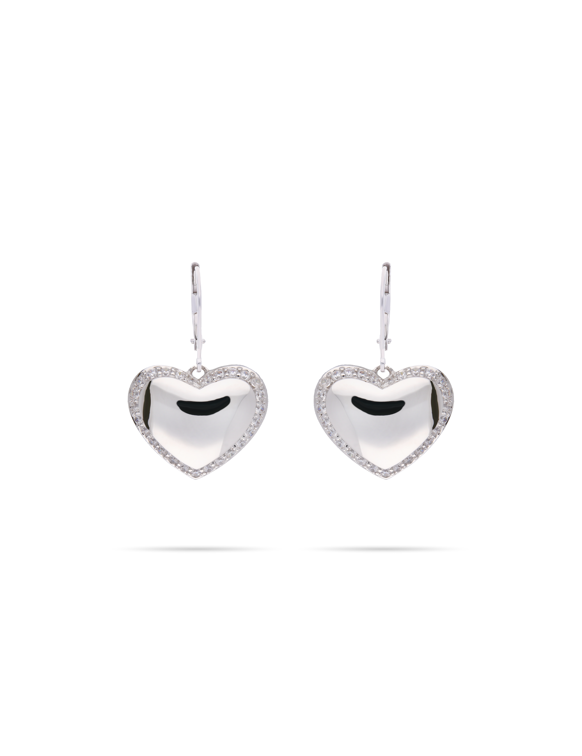 Ohrhänger Herz, 925/- Silber rhodiniert mit Zirkonia