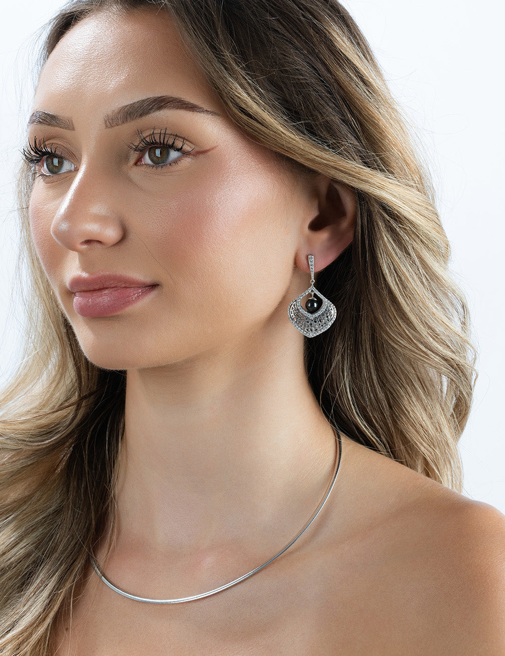 Ohrstecker 925/- Silber rhodiniert mit Perle