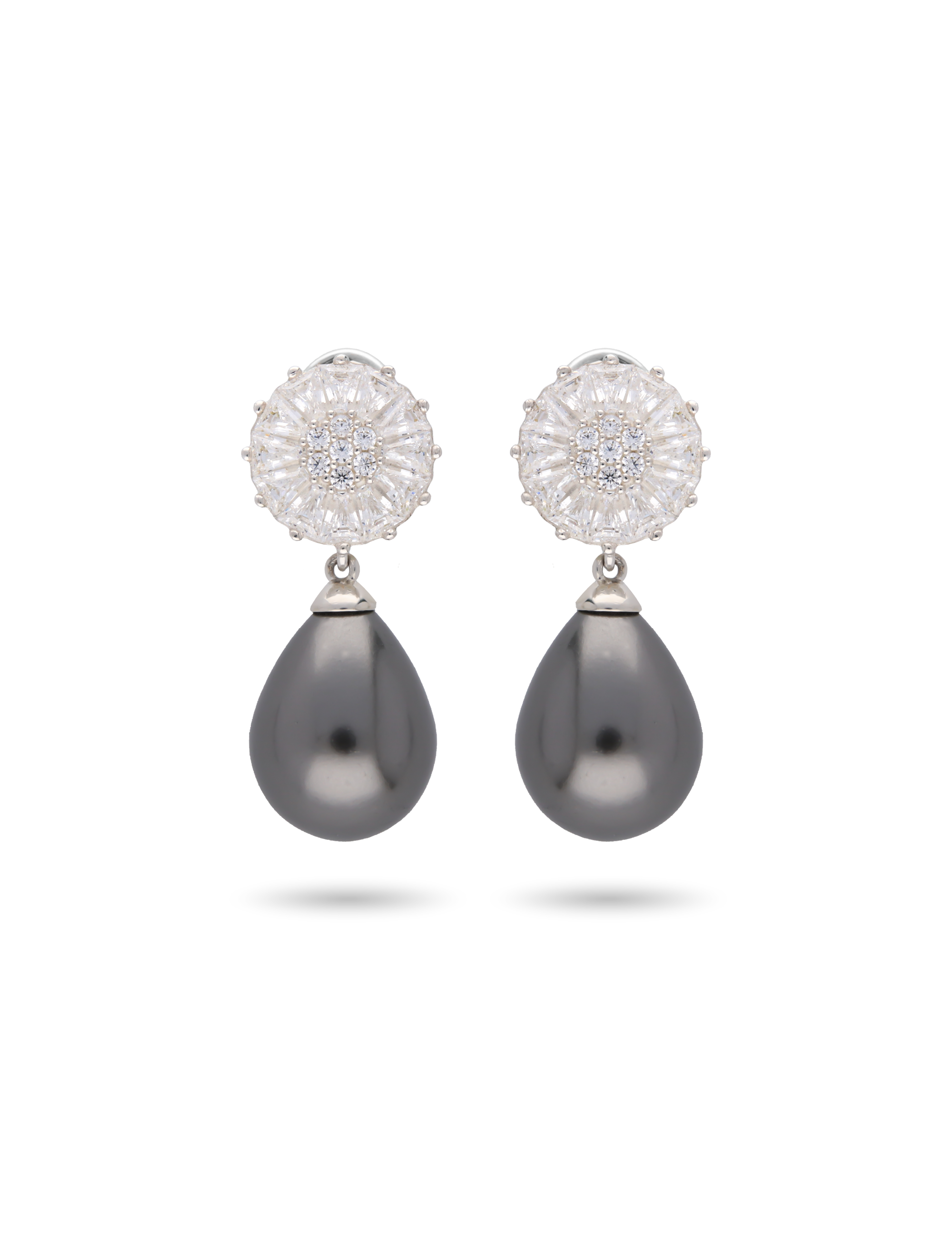 Ohrstecker, 925/- Silber rhodiniert mit Perle 12x15mm
