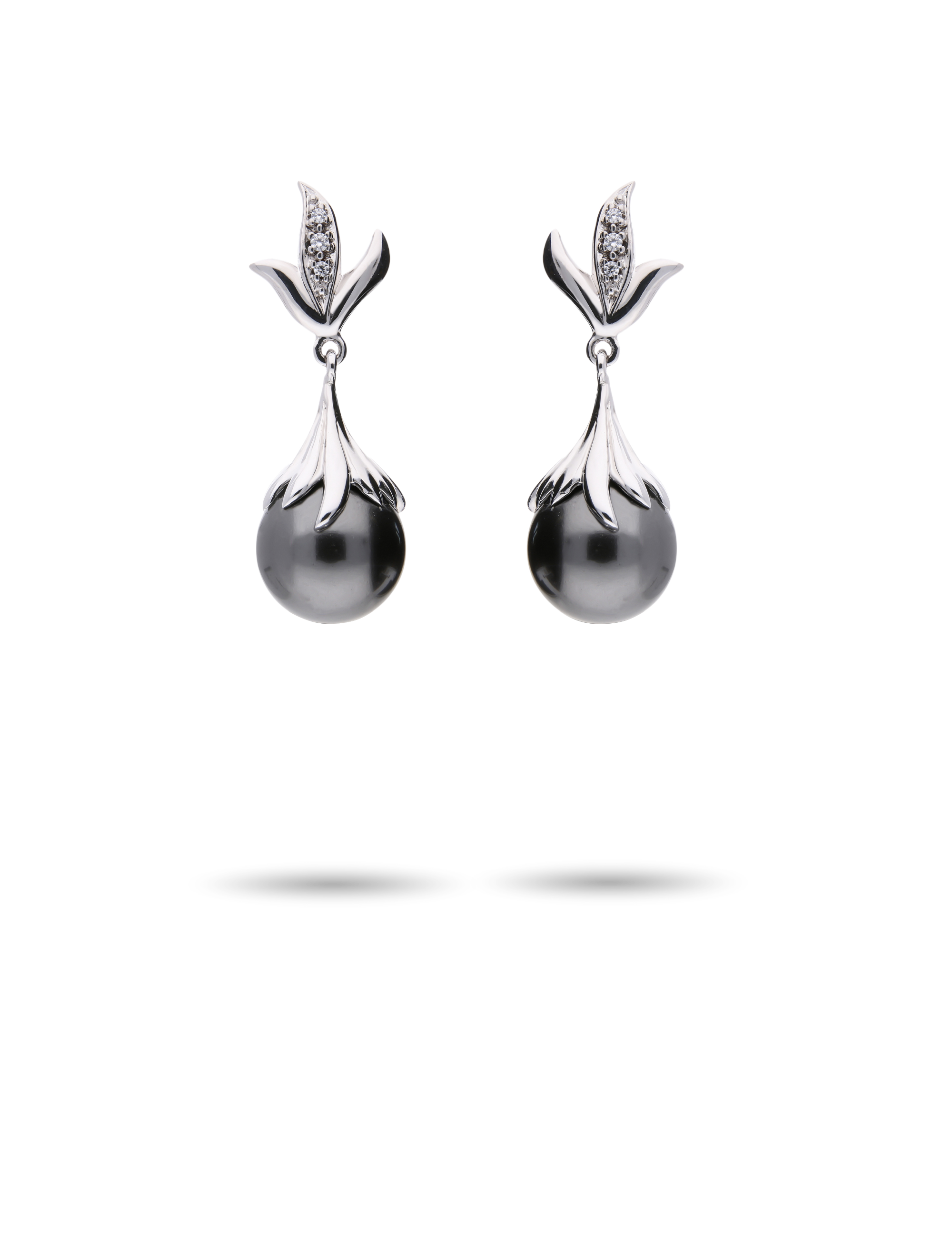 Ohrstecker, Silber rhodiniert mit Perle