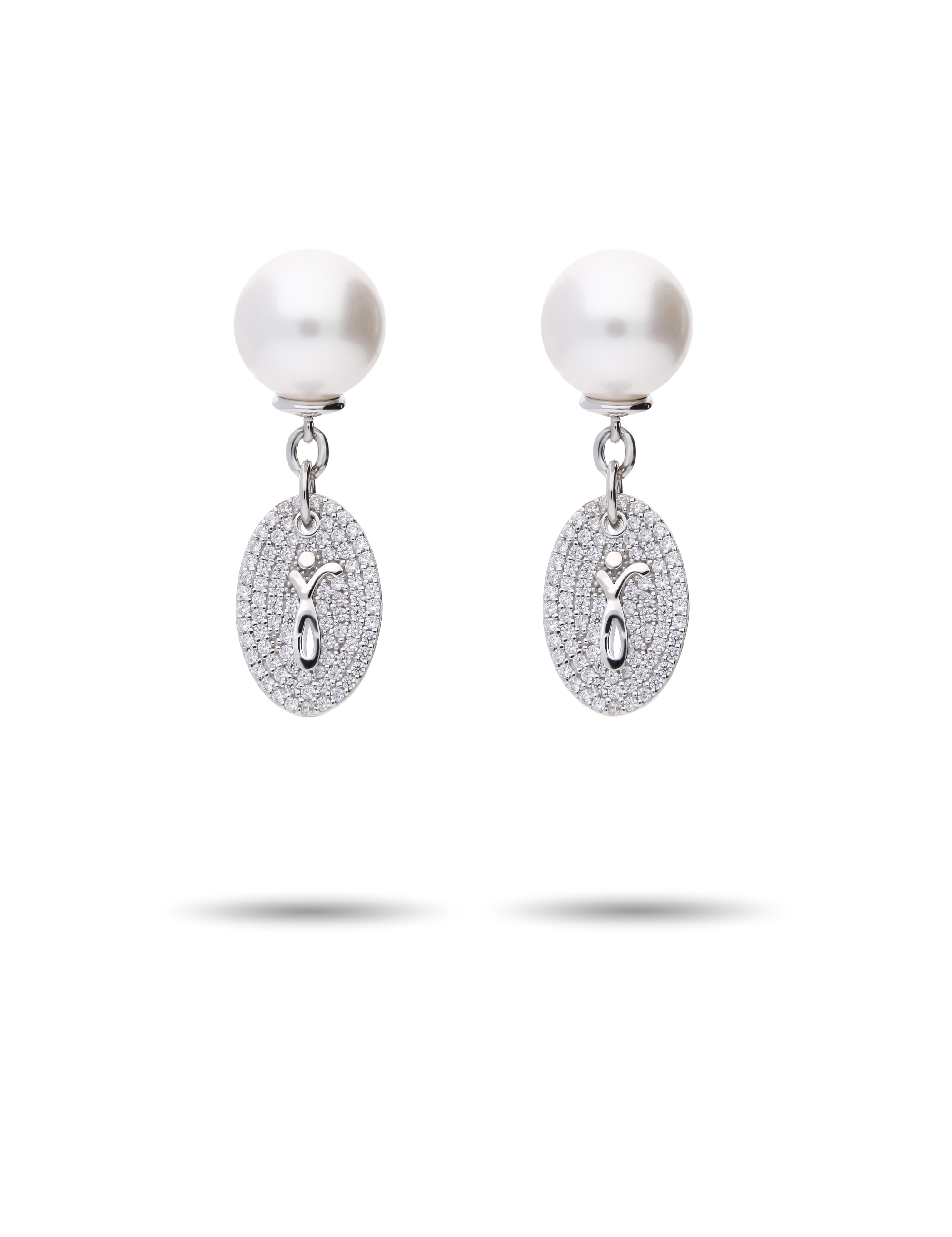 Ohrstecker, Silber rhodiniert mit Perle