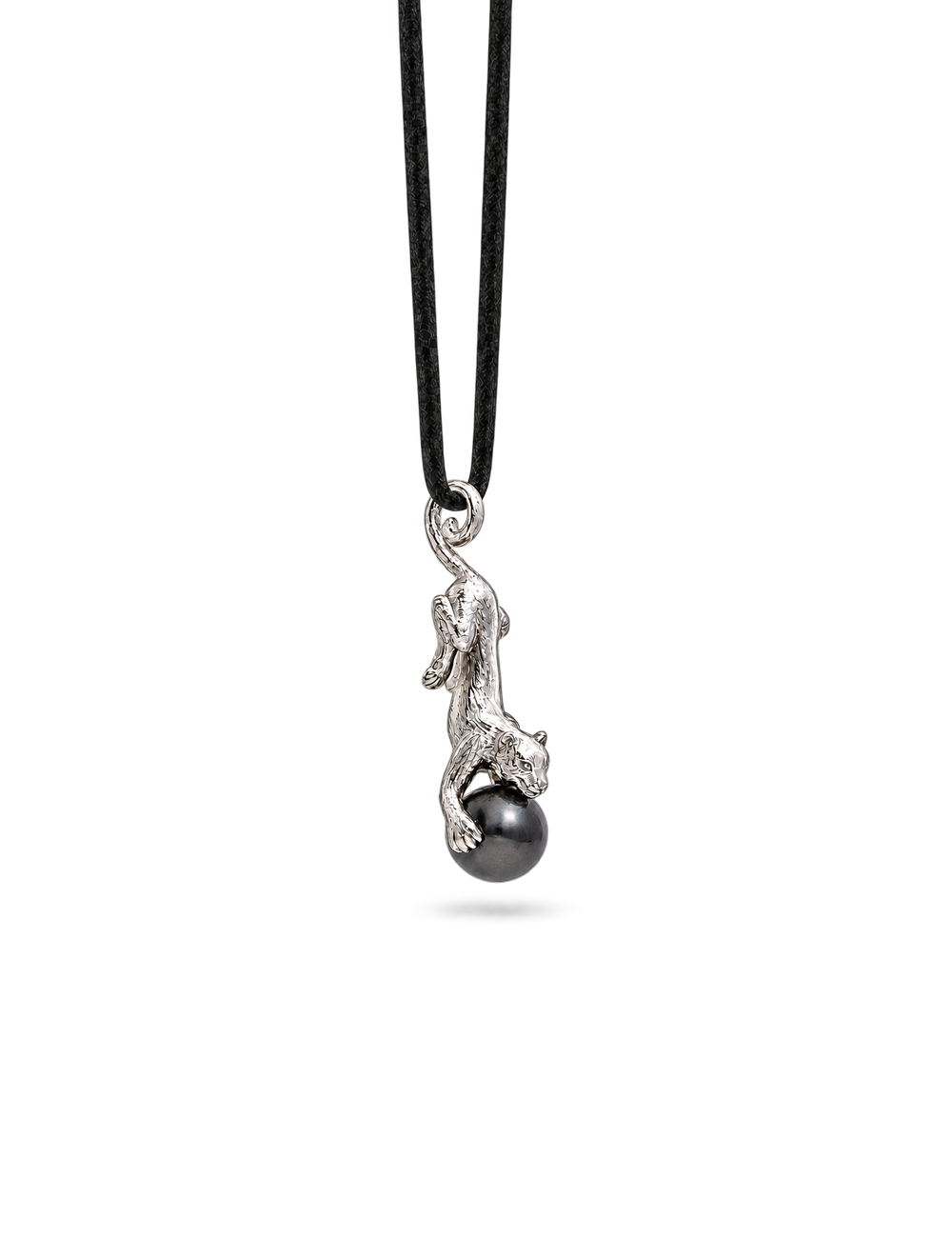 Anhänger Panther, 925/- Silber rhodiniert mit Stoffkordel 60cm