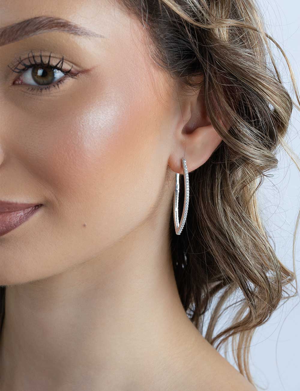 Creolen 925/- Silber mit Zirkonia