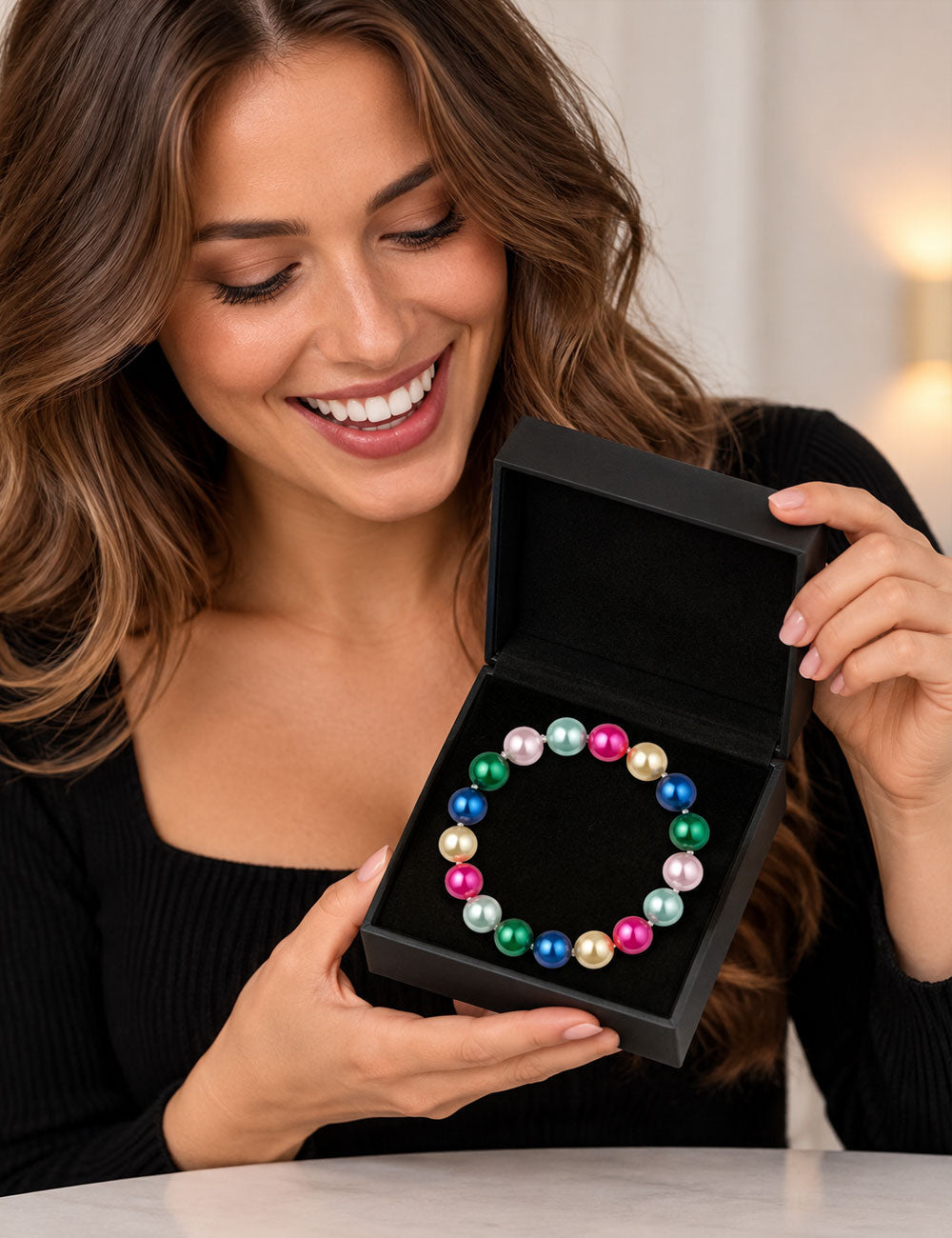 #Muschelkernperle_multi-pink