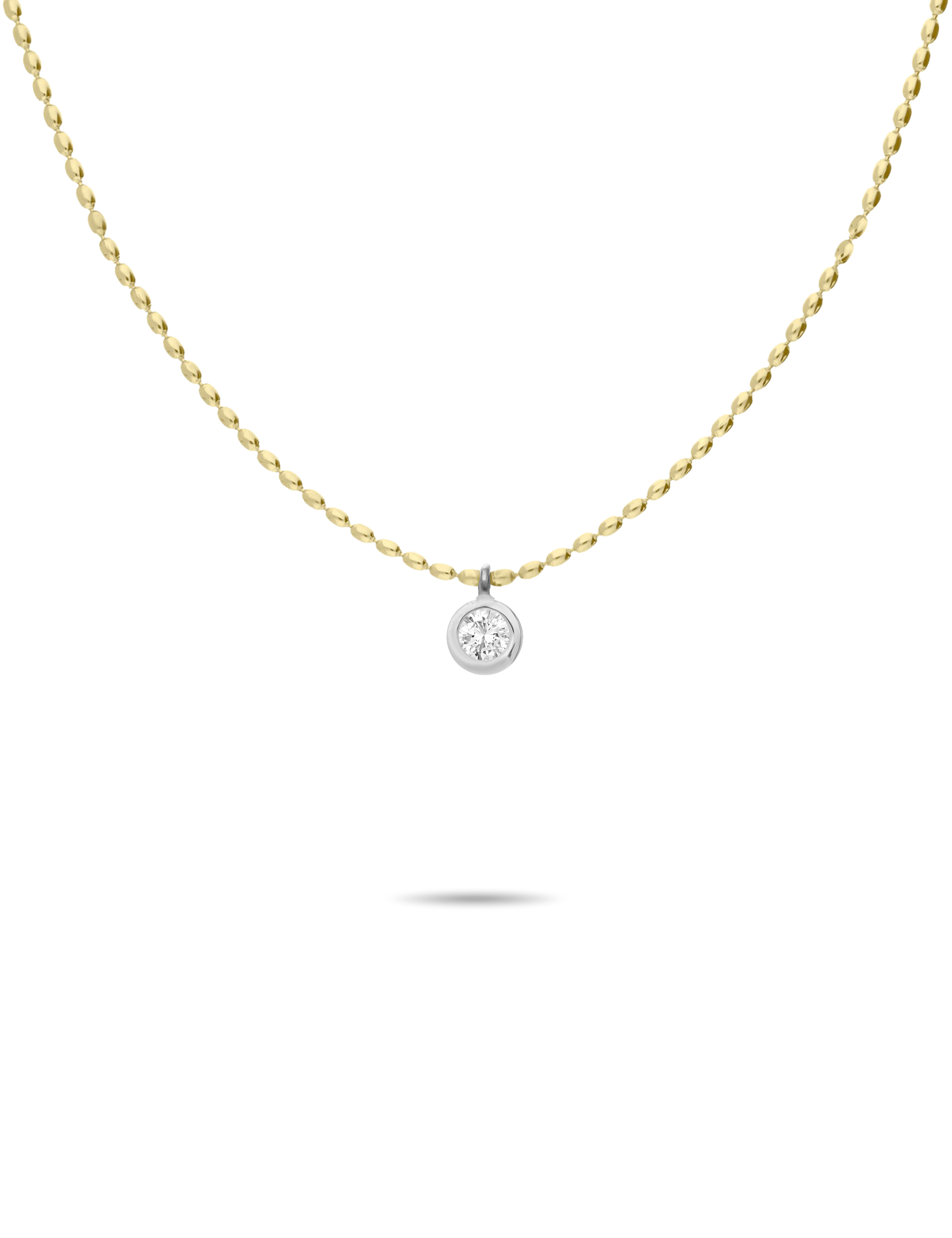 Premium Kugelkette mit Brillantanhänger 0,15 Karat, 585/- Gelbgold Bicolor