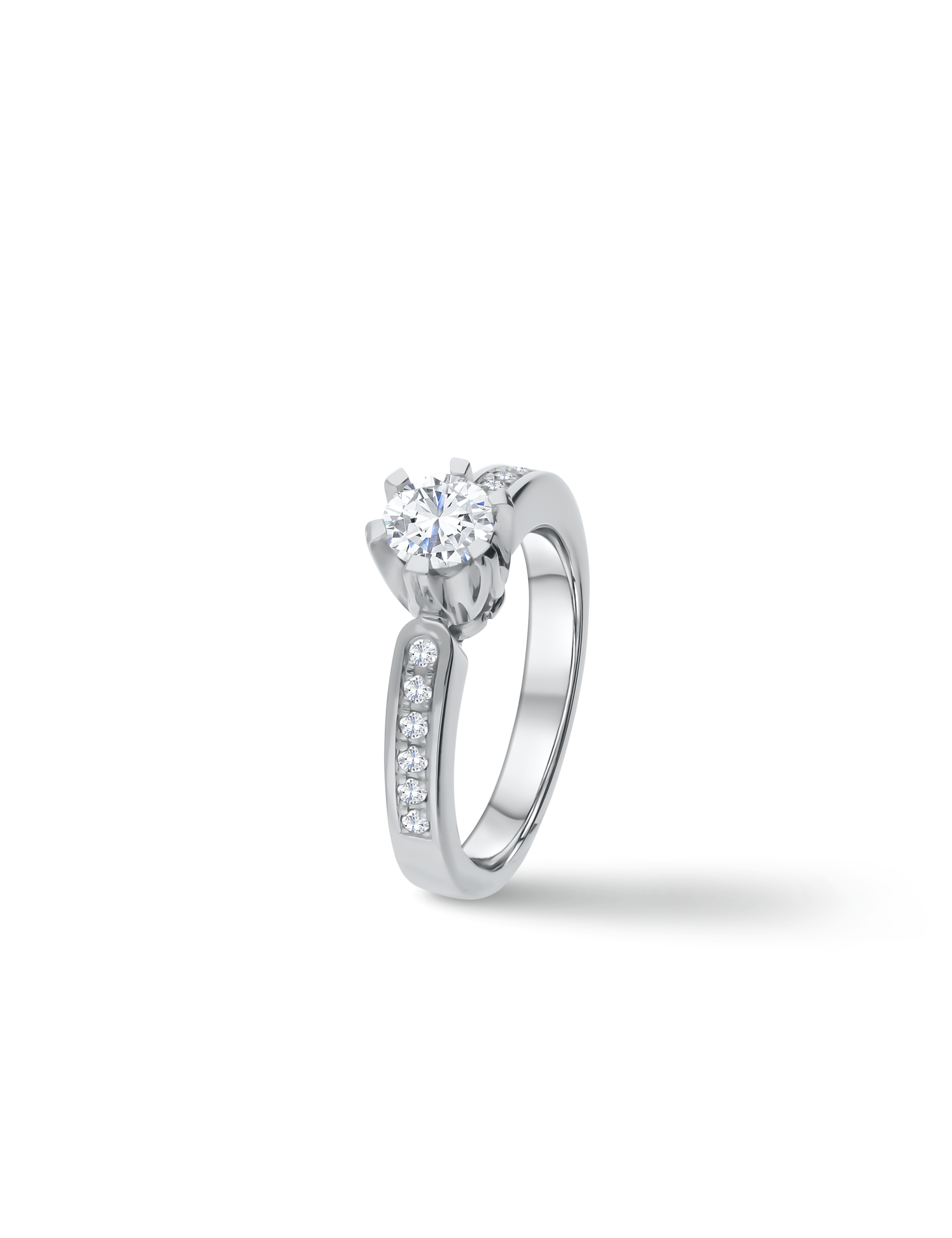 Premium Ring, 585/- Weißgold mit Diamant 0,74 Karat